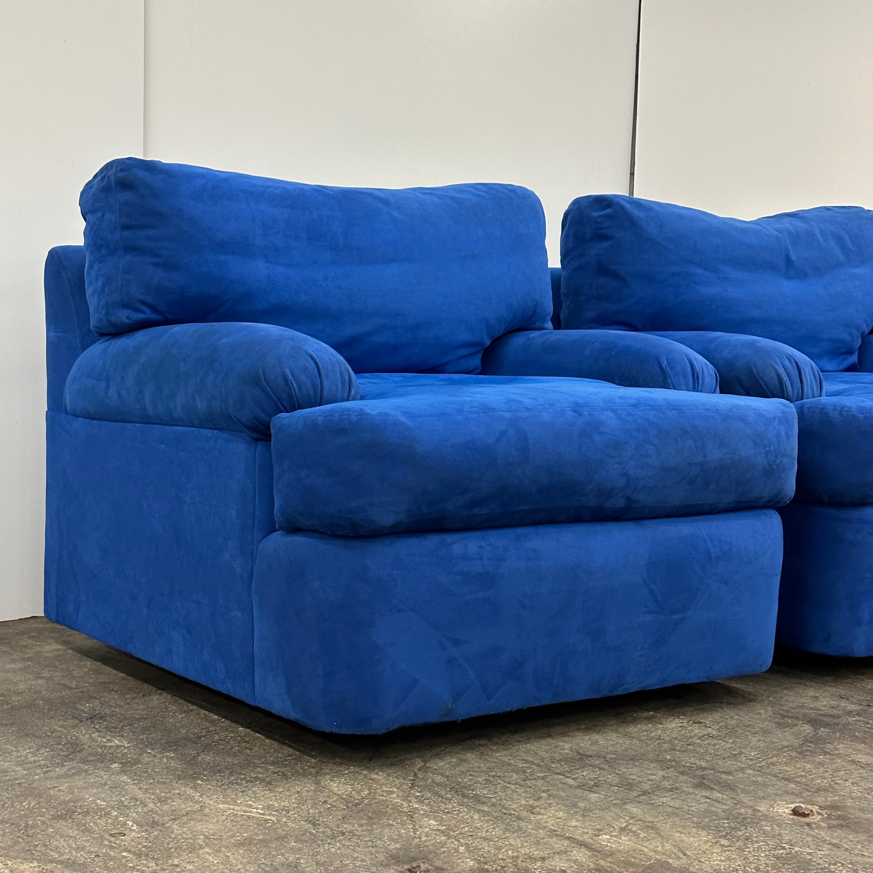 Postmodern Swivel Chair in Blue Microsuede by Directional