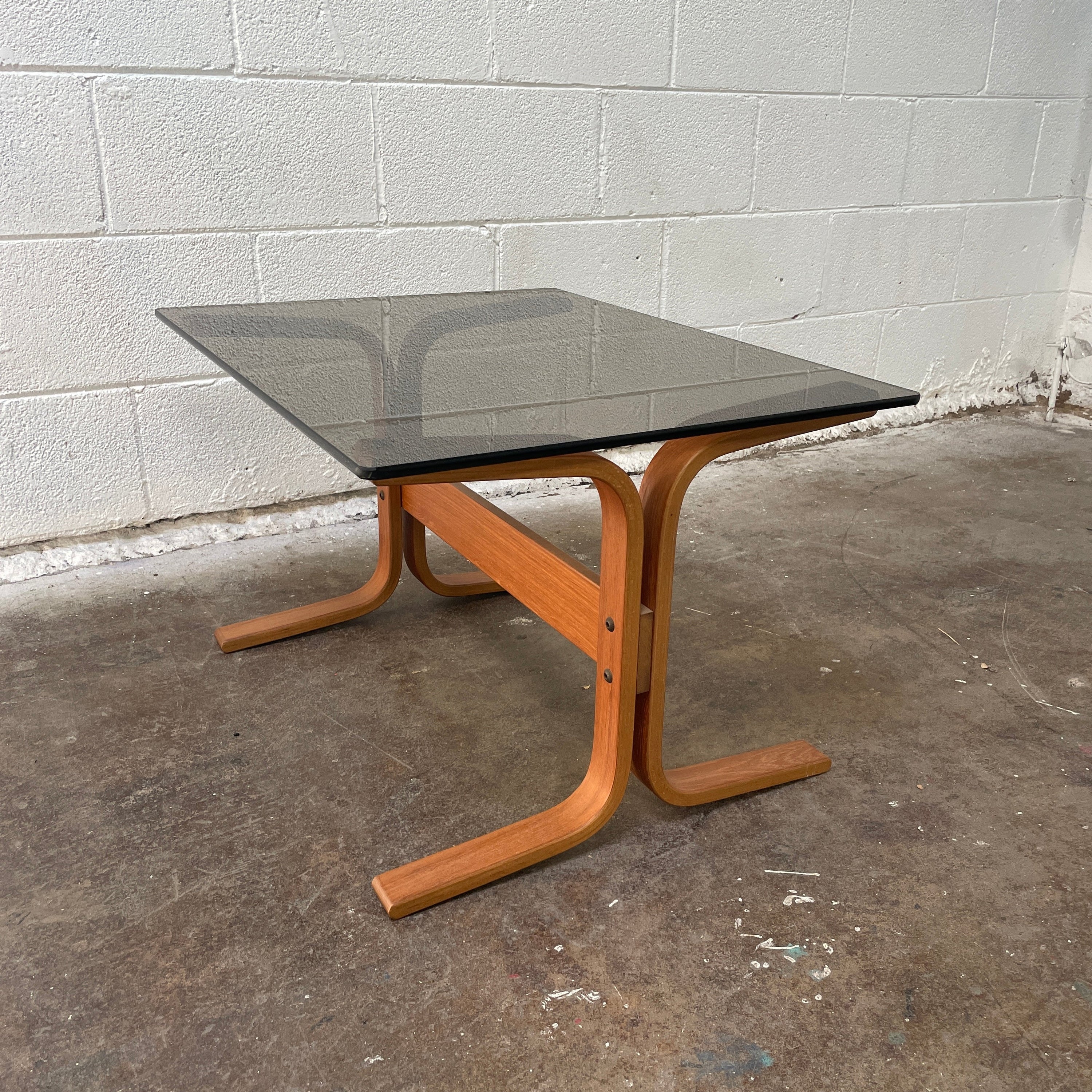 Smoked Glass + Bentwood Occasional Table by Ingmar Relling for Westnofa
