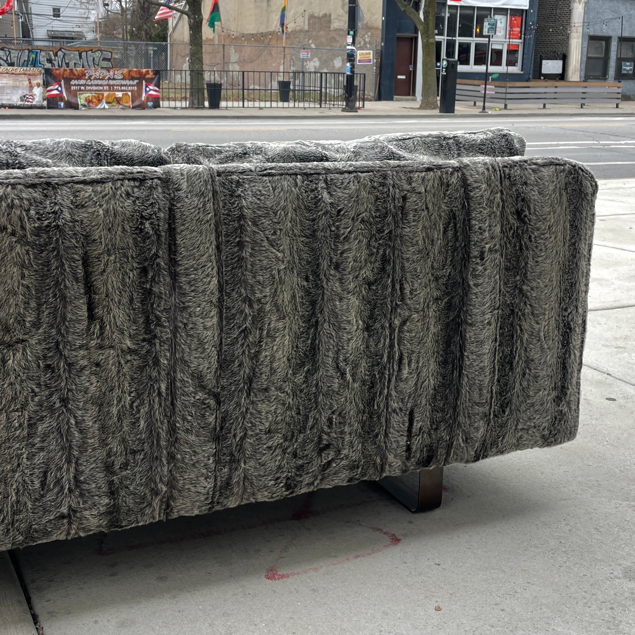 Milo Baughman Bronze Sled Base Sofa