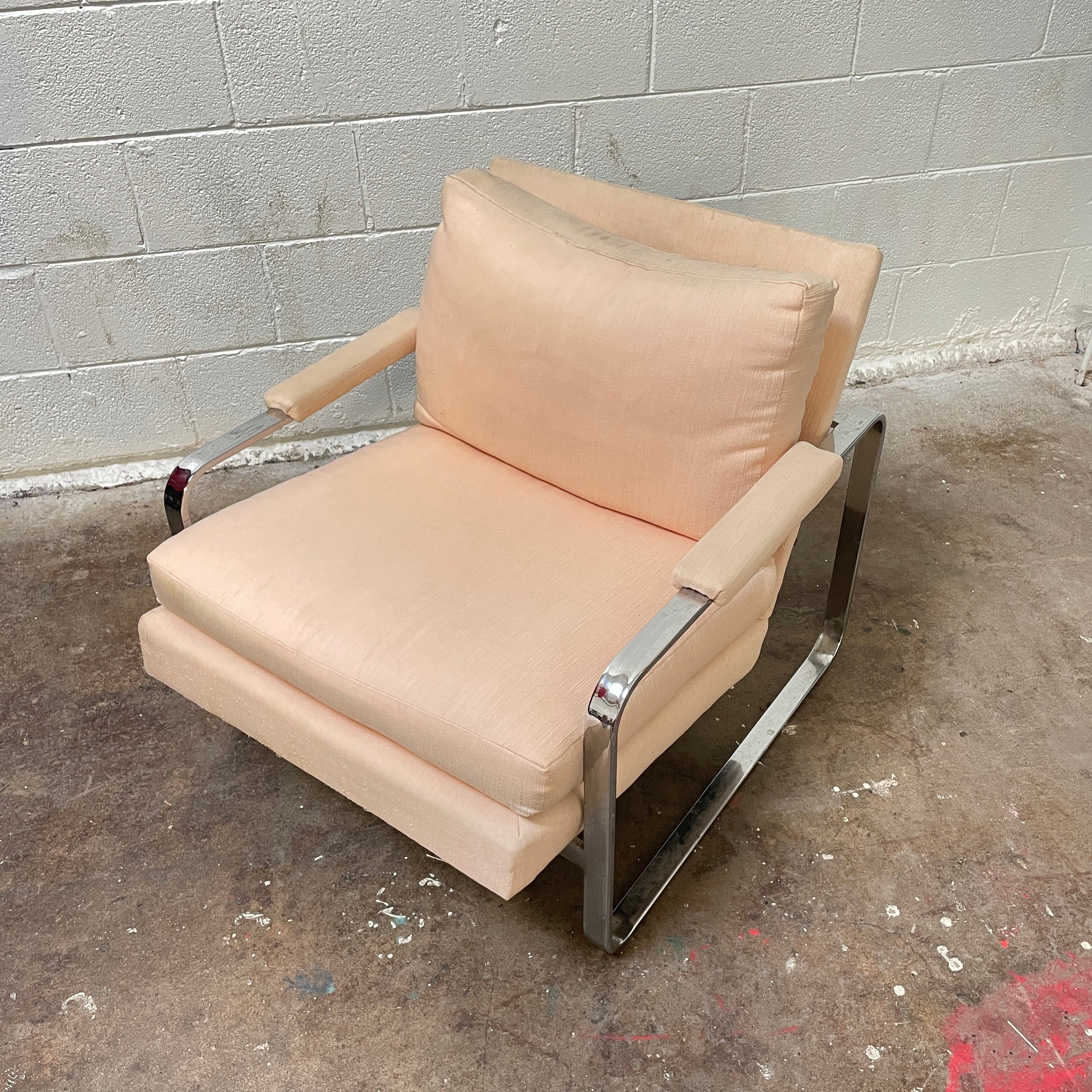 Chrome Flatbar Upholstered Lounge Chair