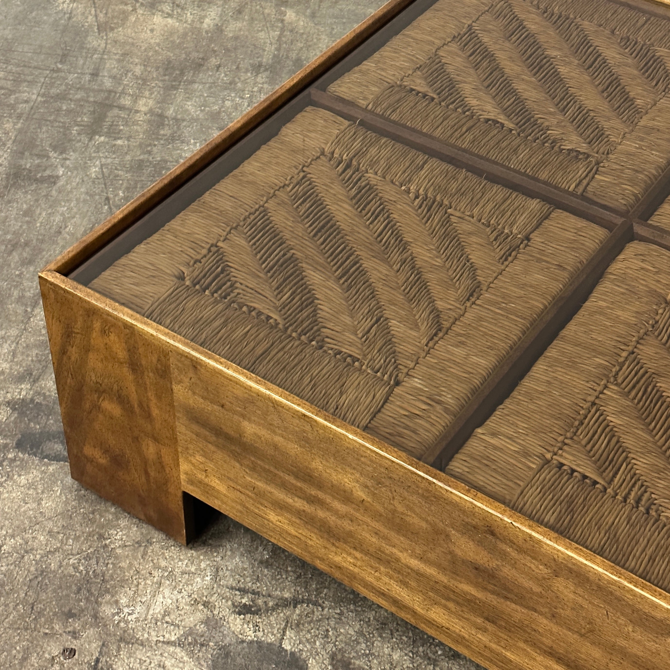 Chunky Oak and Smoked Glass Coffee Table