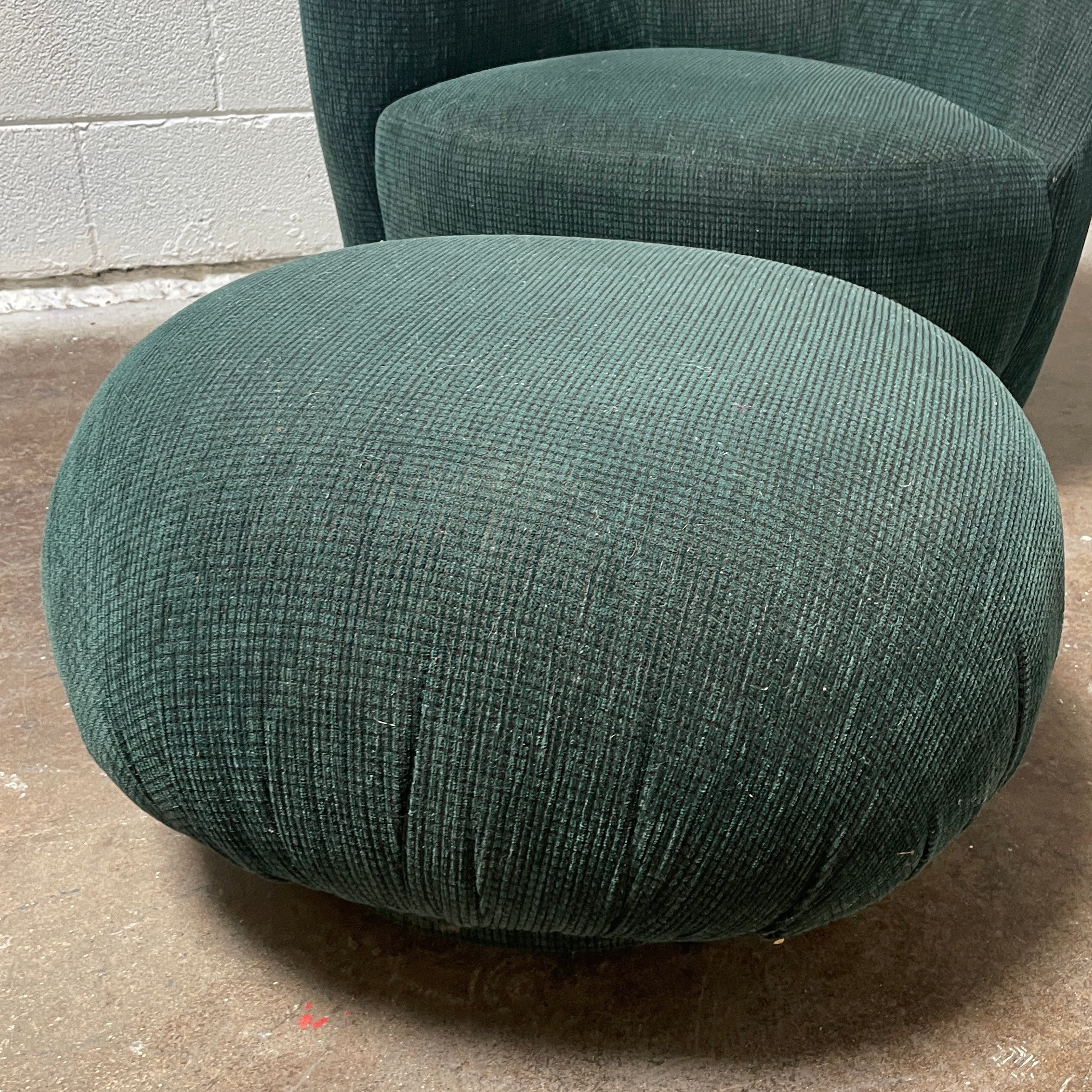 Nautilus Swivel Chair + Mushroom Ottoman in Emerald