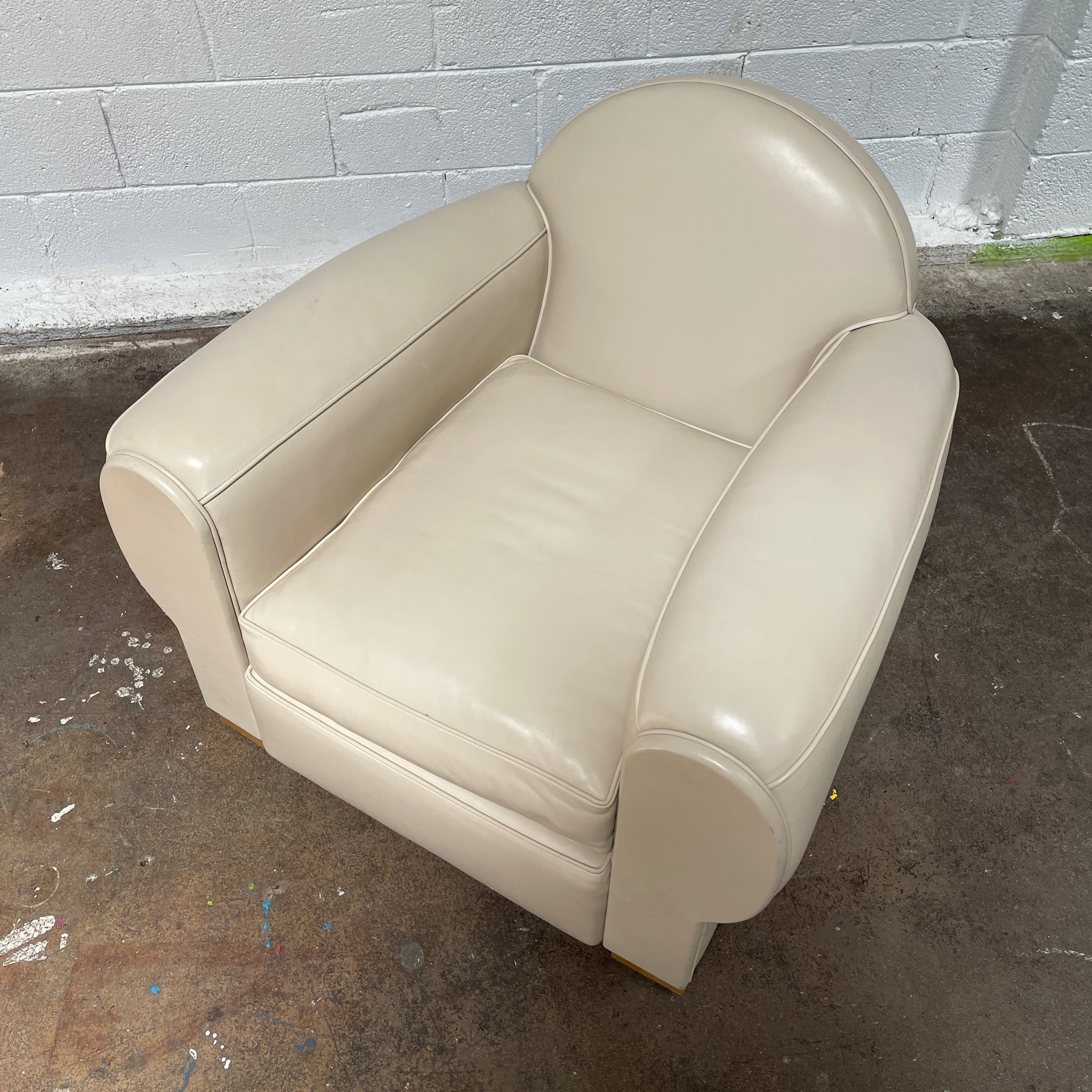 French Art Deco Leather Lounge Chair