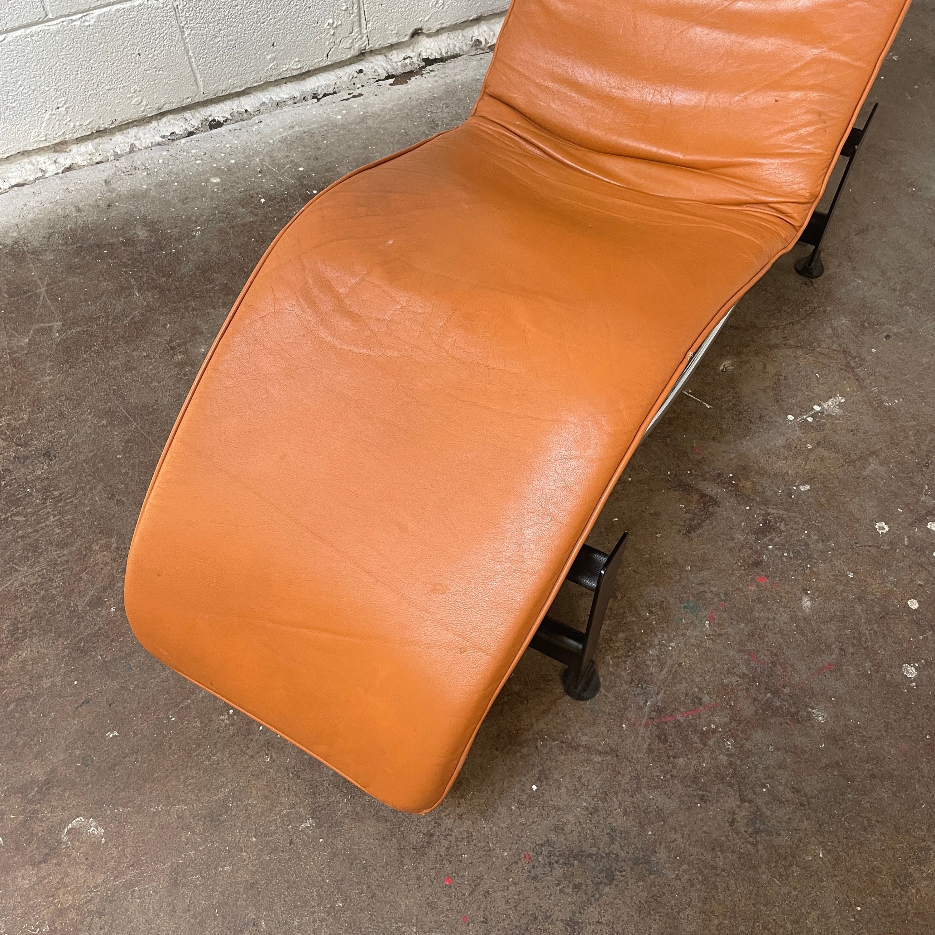 Leather LC4 Style Chaise in Caramel