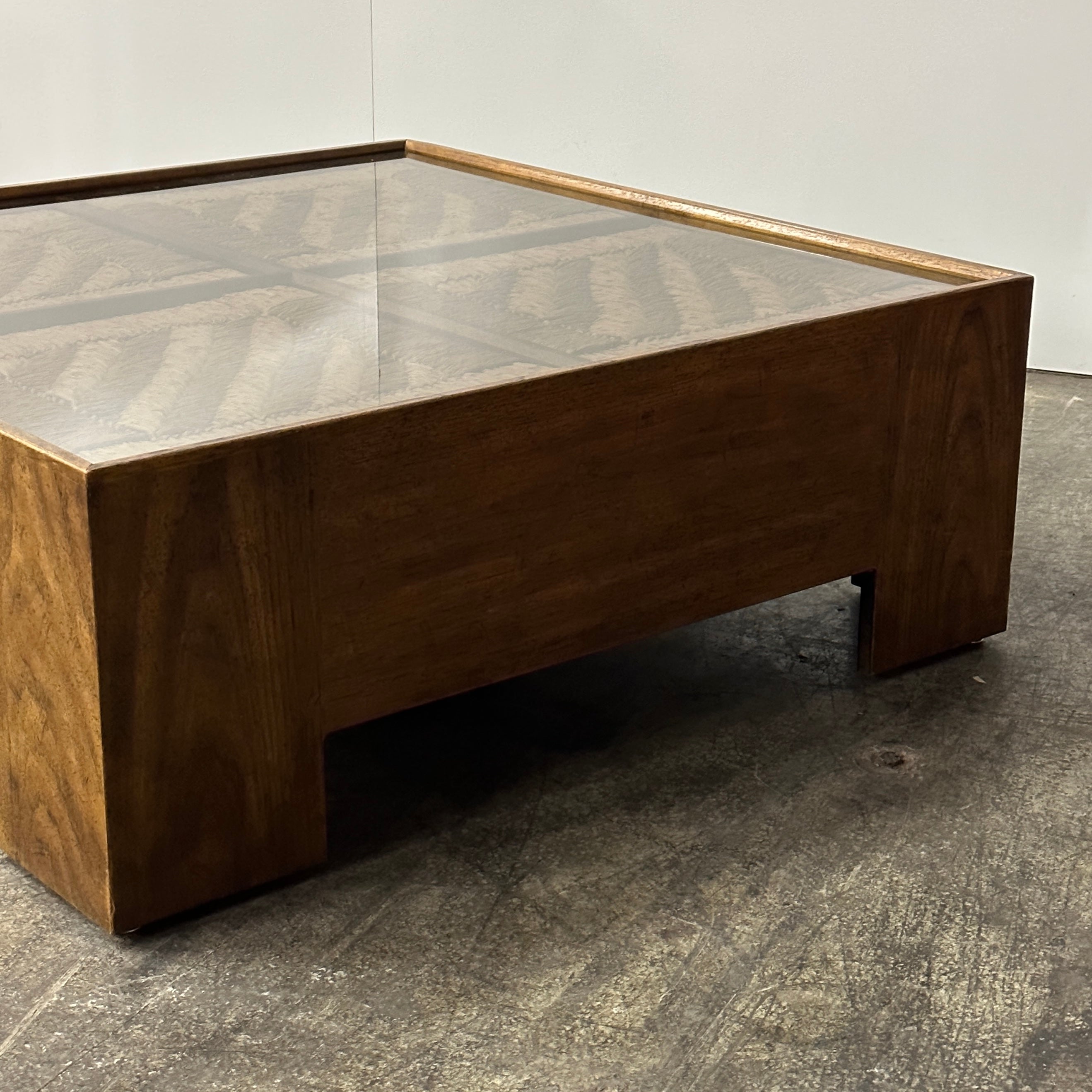 Chunky Oak and Smoked Glass Coffee Table