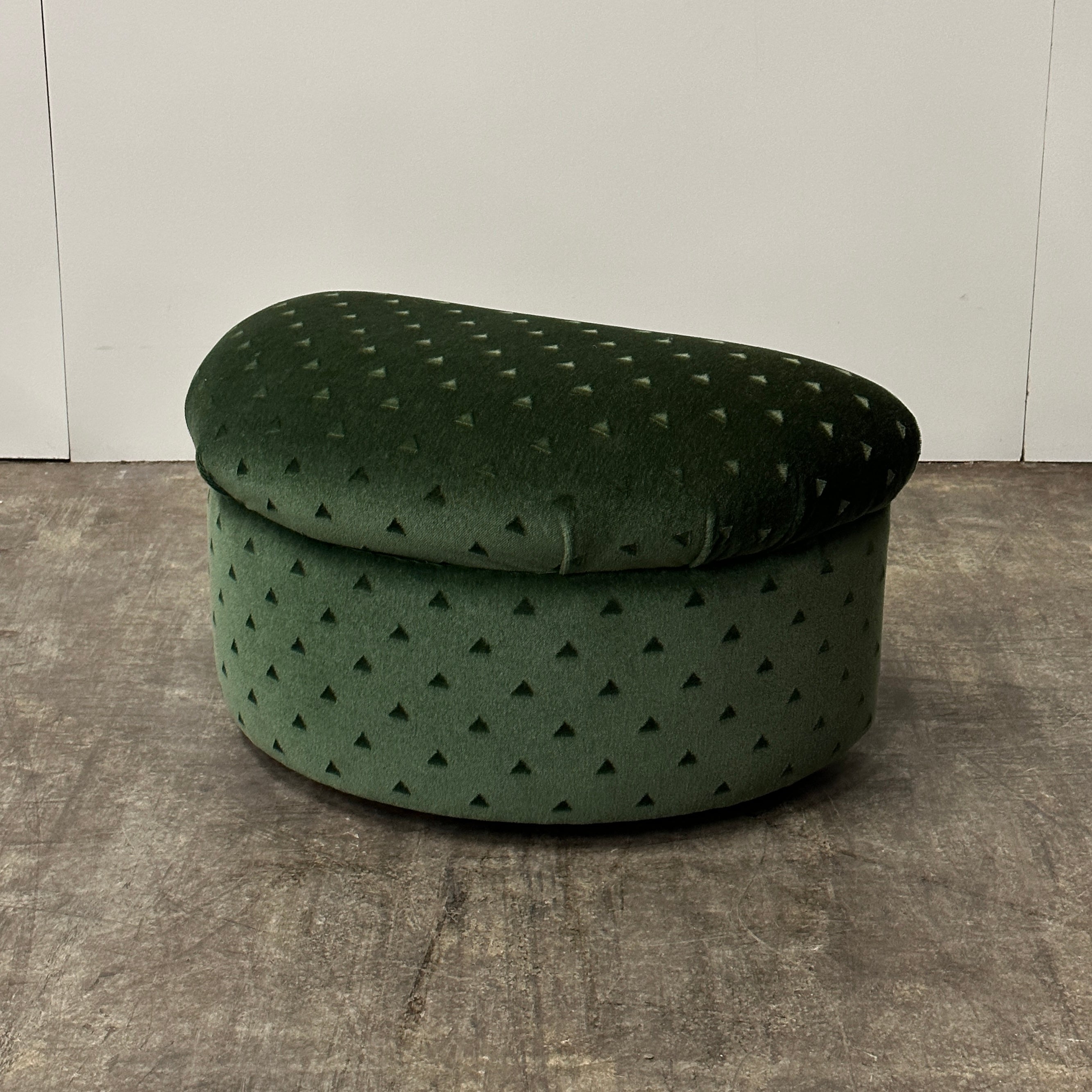 Postmodern Curvy Chair + Ottoman in Green Mohair