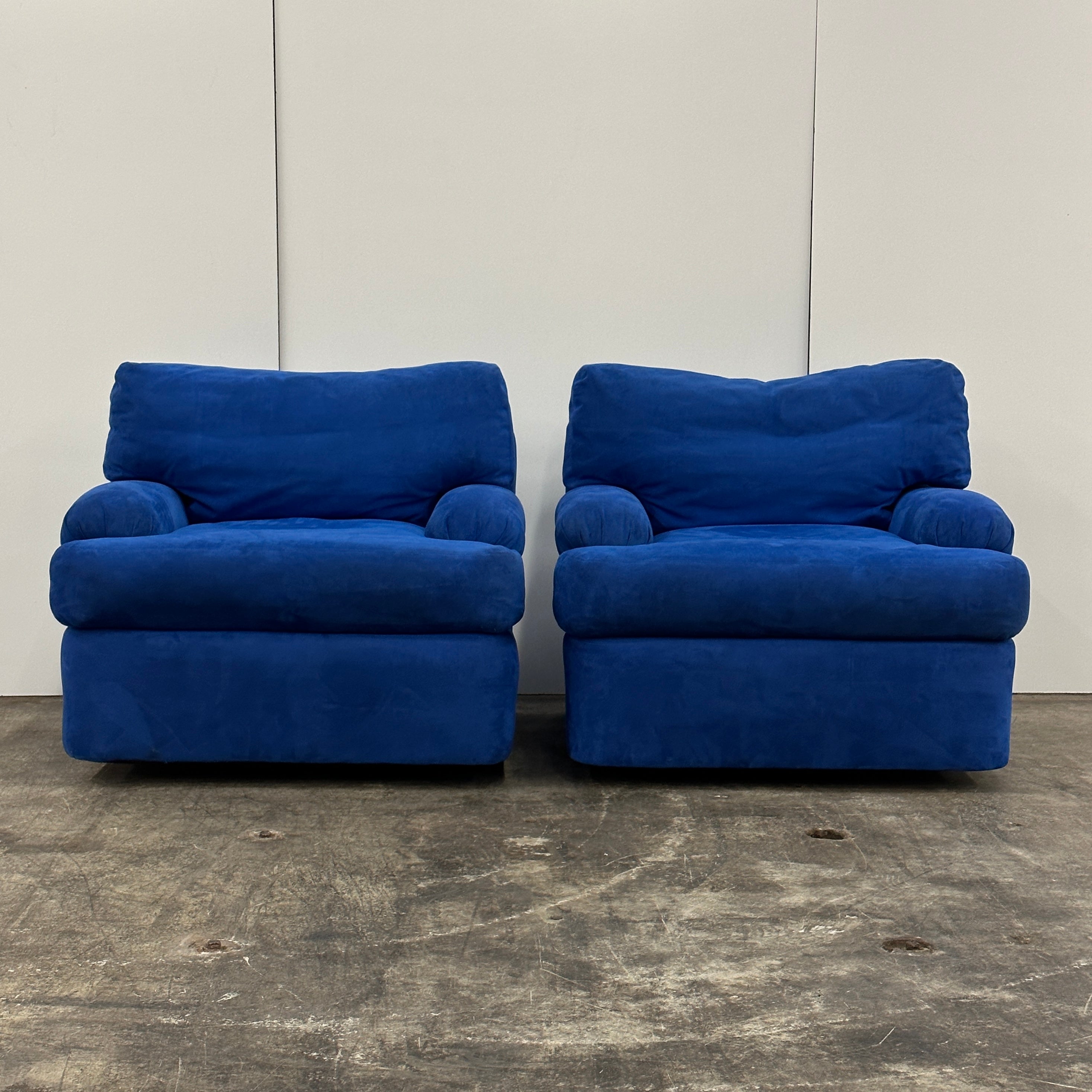 Postmodern Swivel Chair in Blue Microsuede by Directional