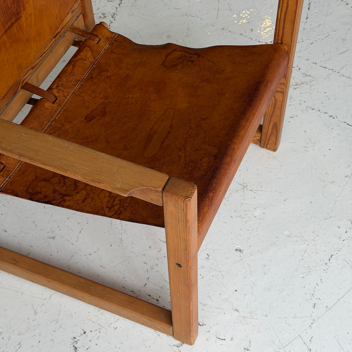Patinated Leather Lounge Chair by Karin Mobring