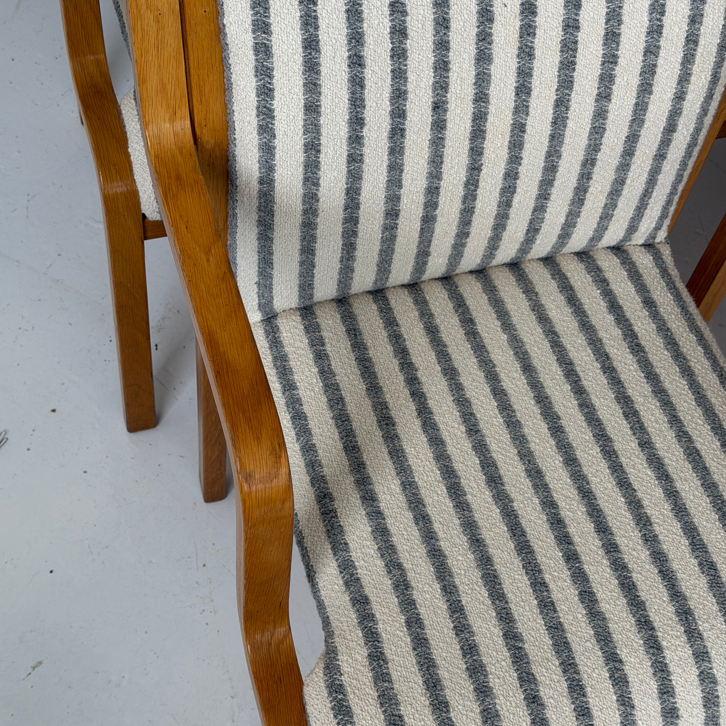 Finnish Bentwood Striped Armchairs by Stendig