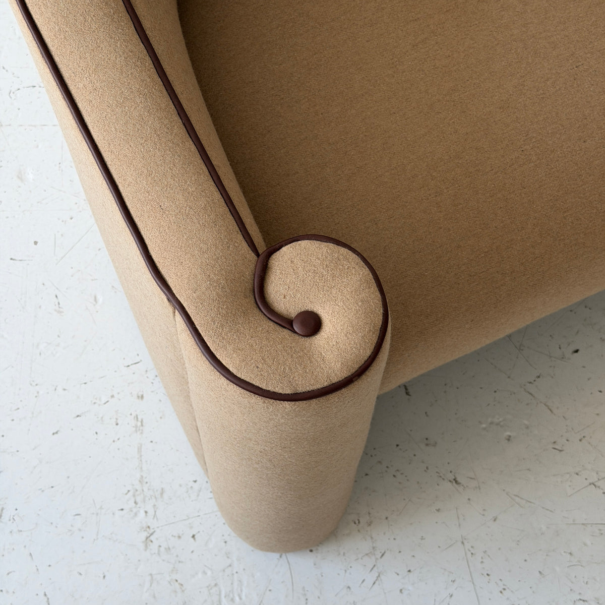 Asymmetrical Scroll Arm Lounge Chairs