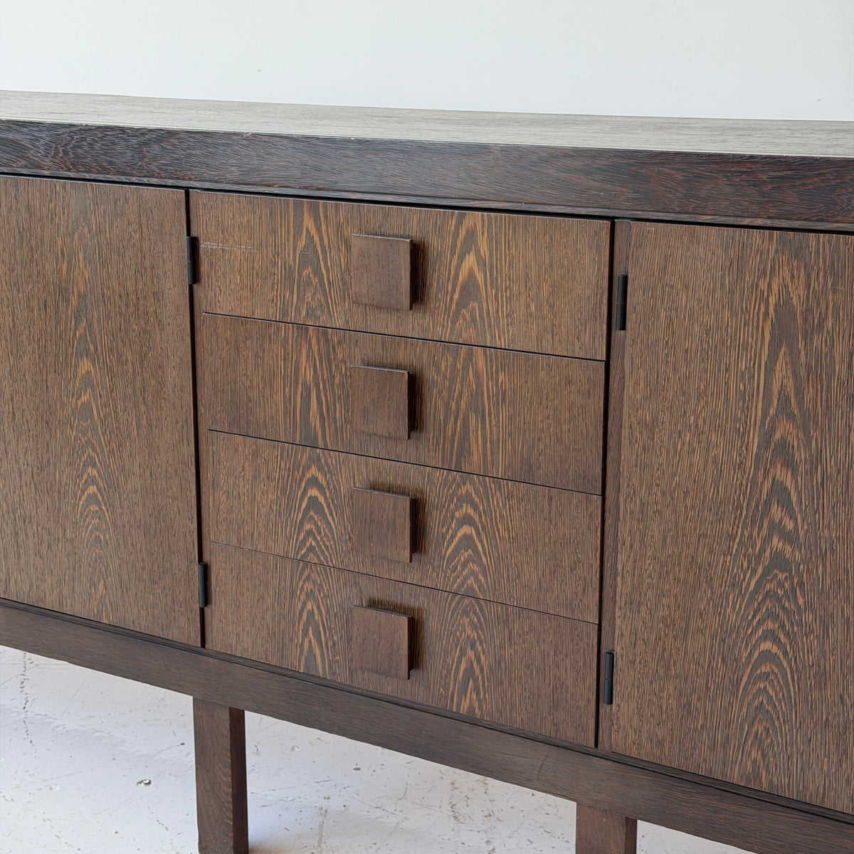 Belgian Wenge Wood Brutalist Credenza