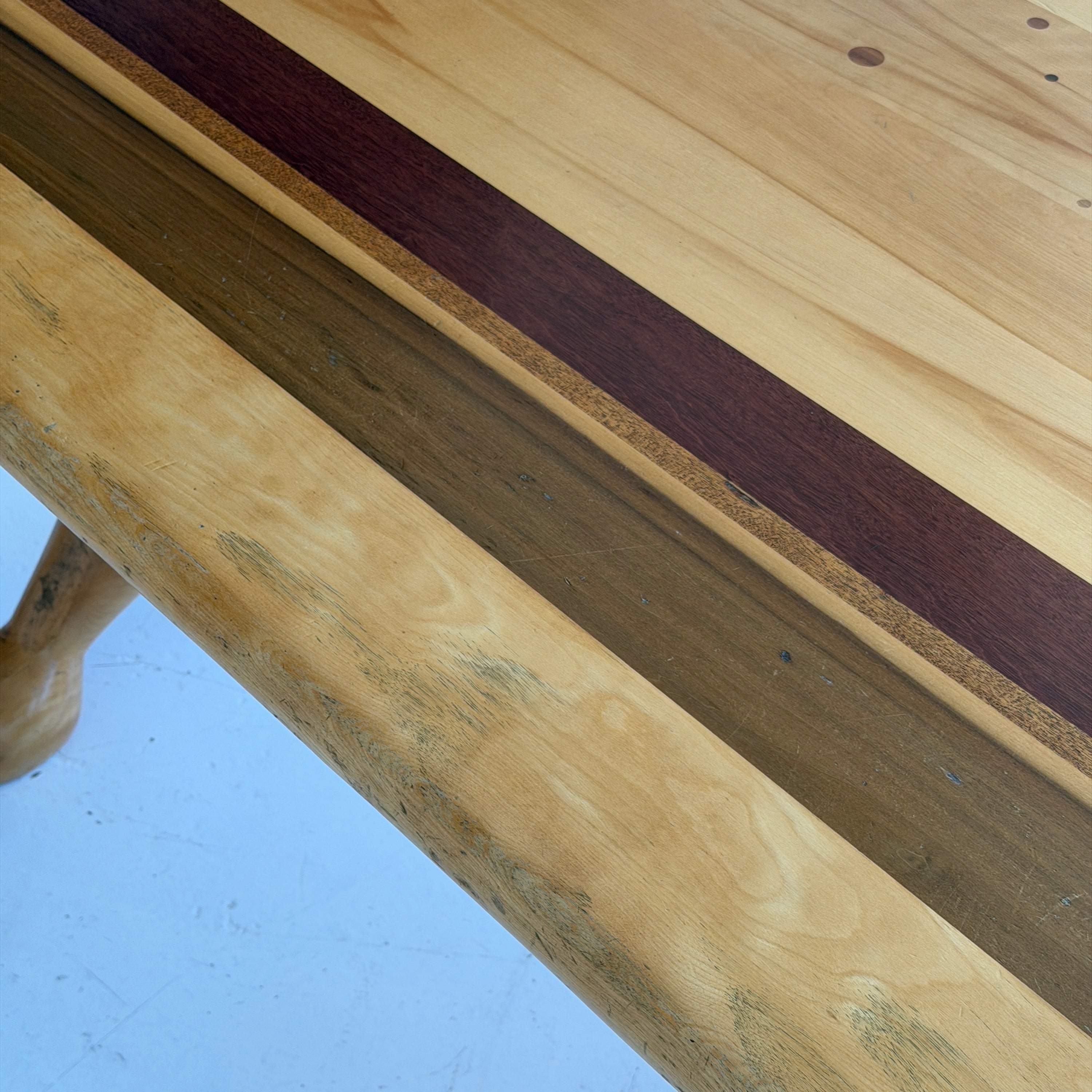 Mixed Wood Sculptural Inlaid Dining Table/Desk by Steven Spiro