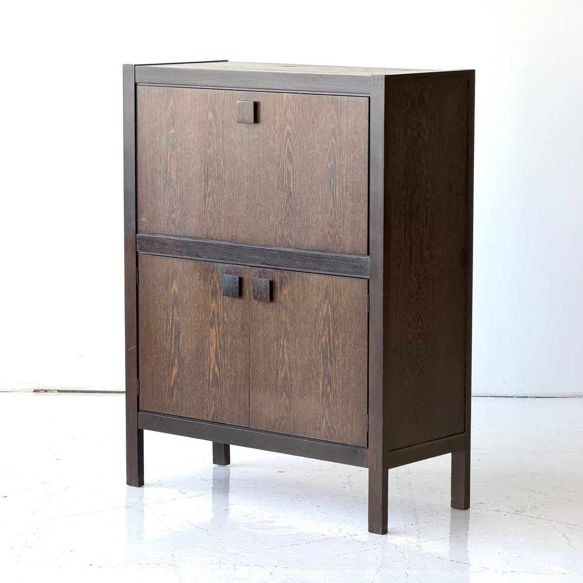 Belgian Wenge Wood Brutalist Cabinet