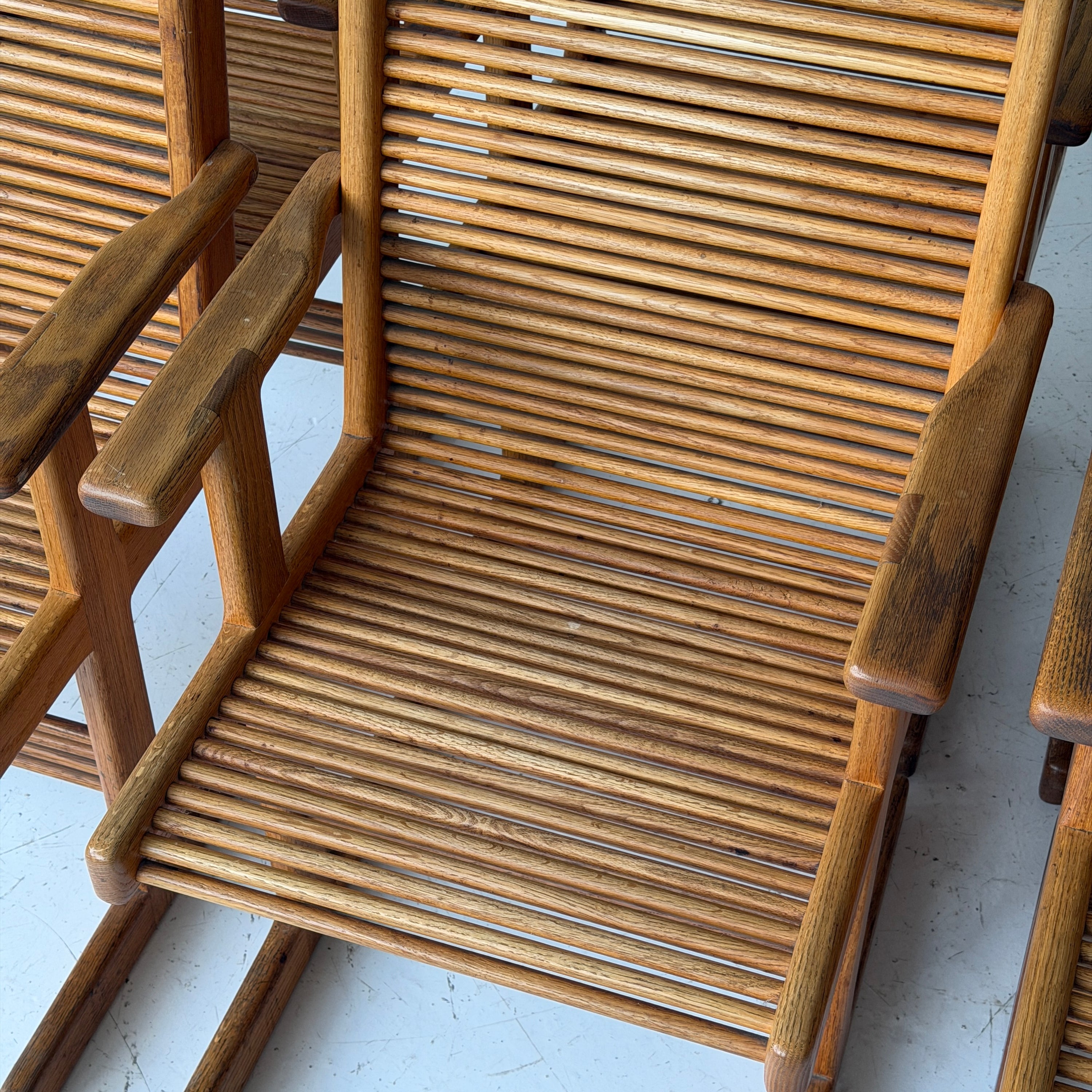 Highback Spindle Dowel Oak Dining Chairs by Stephen Hynson