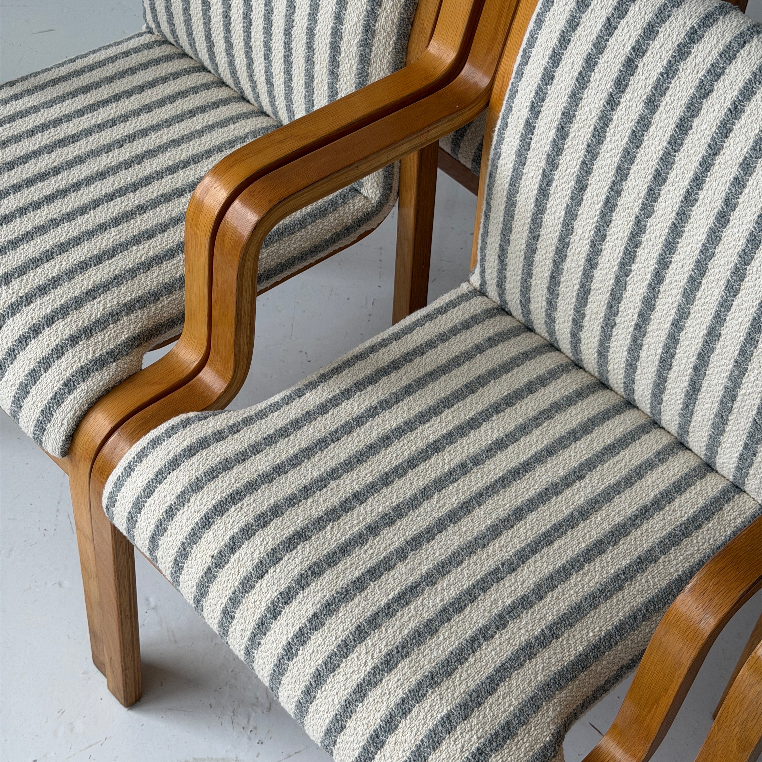 Finnish Bentwood Striped Armchairs by Stendig