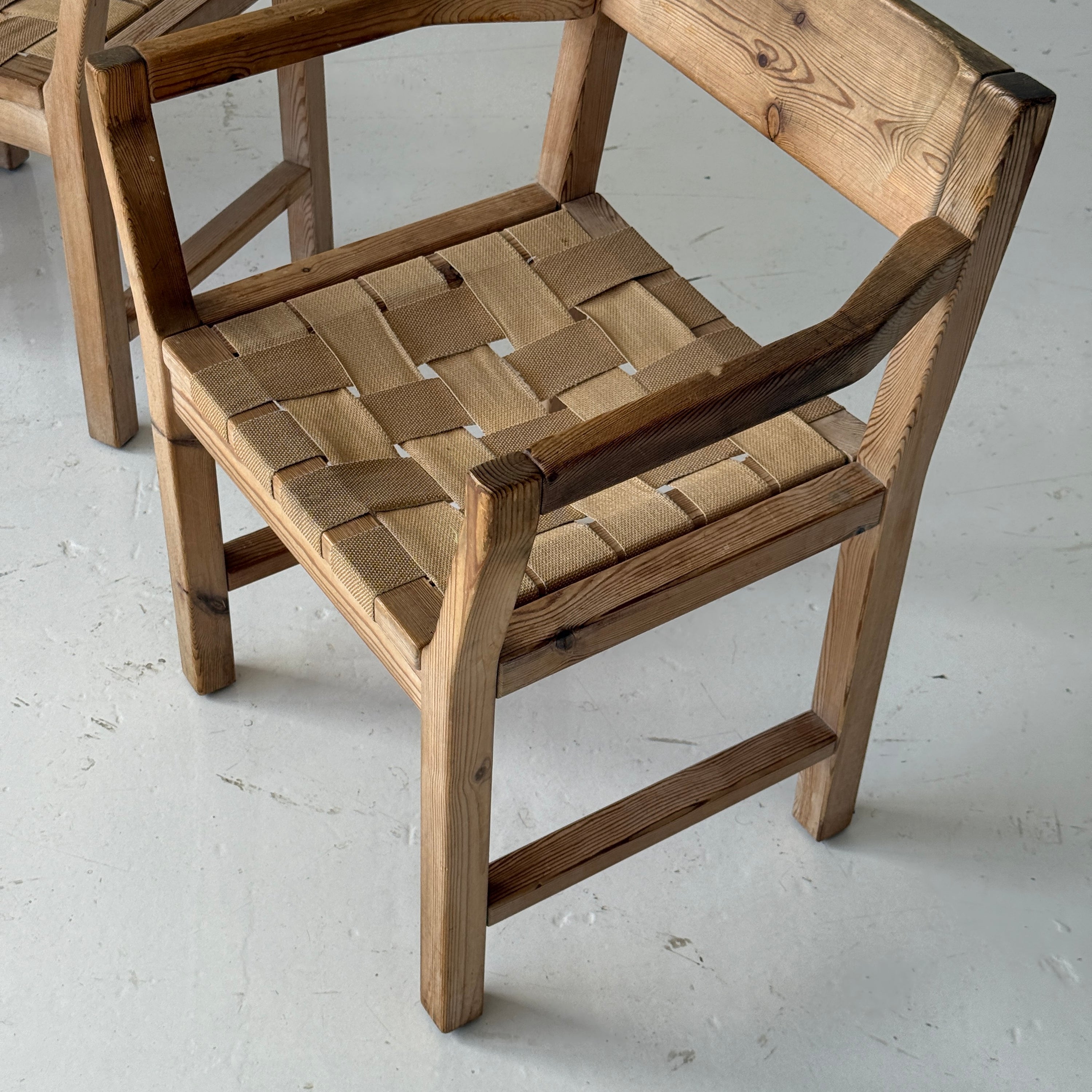 Danish Pine Woven Dining Chairs