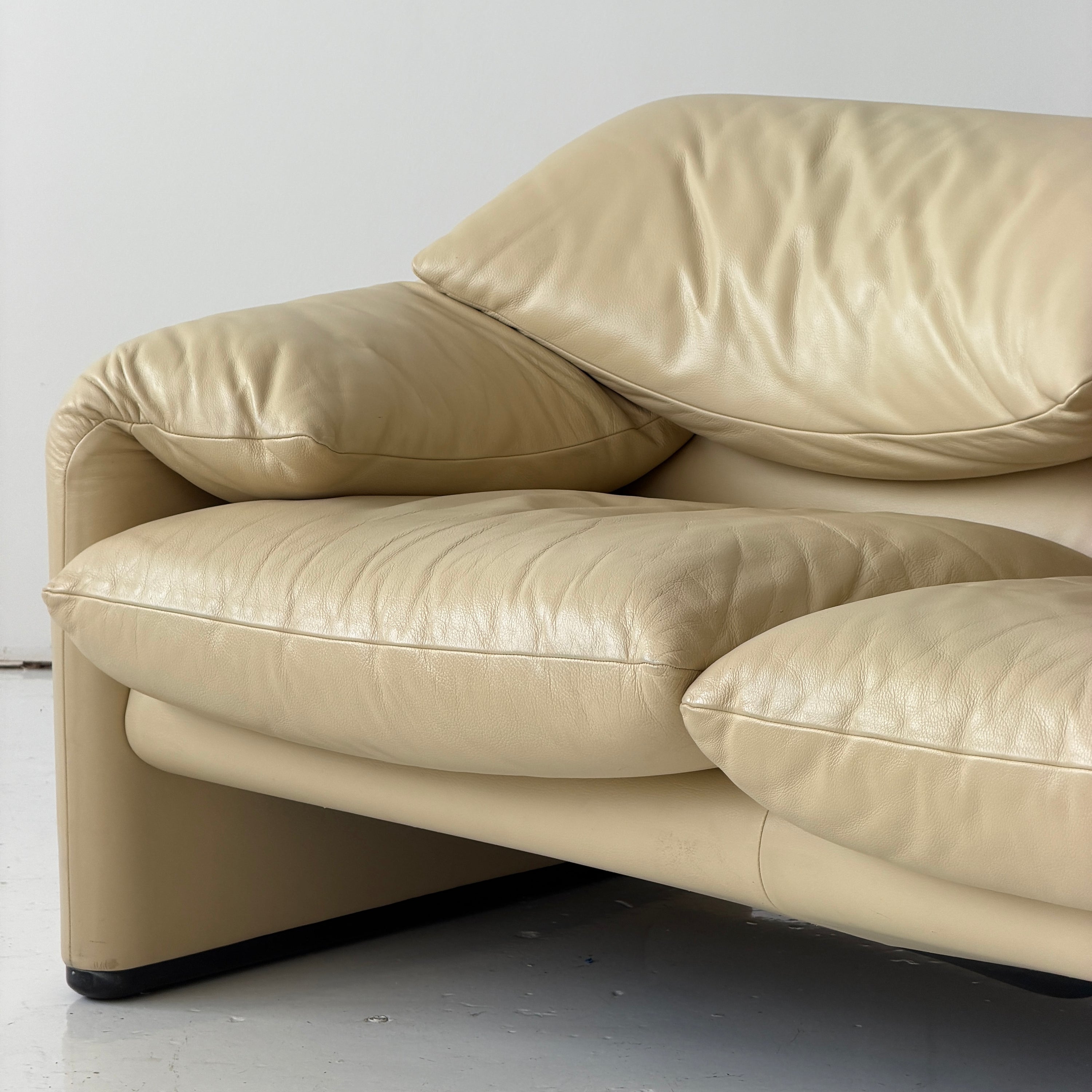 Leather Maralunga Sofa by Vico Magistretti for Cassina