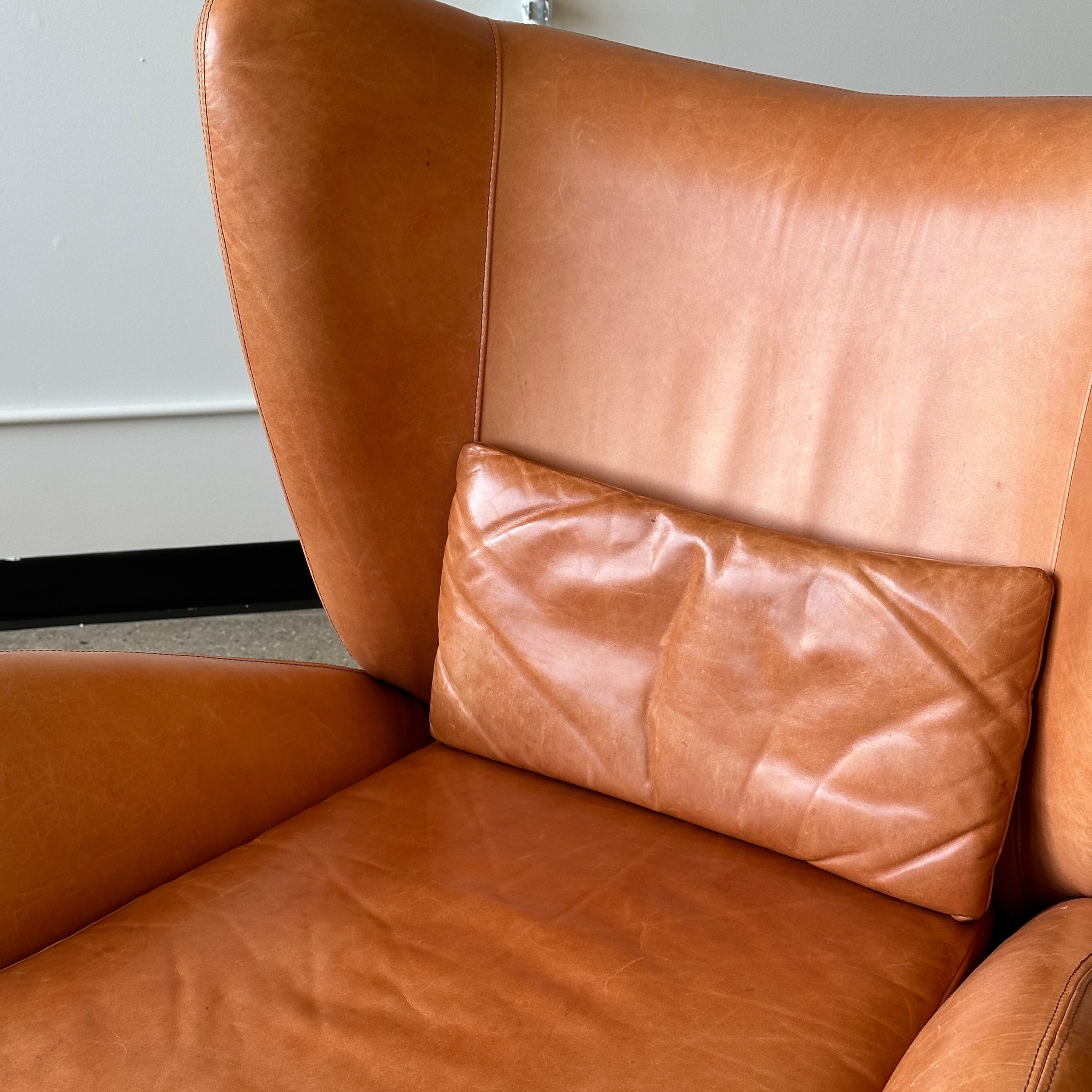 Fiftyish Wingback Leather Chair by Vladimir Kagan for American Leather