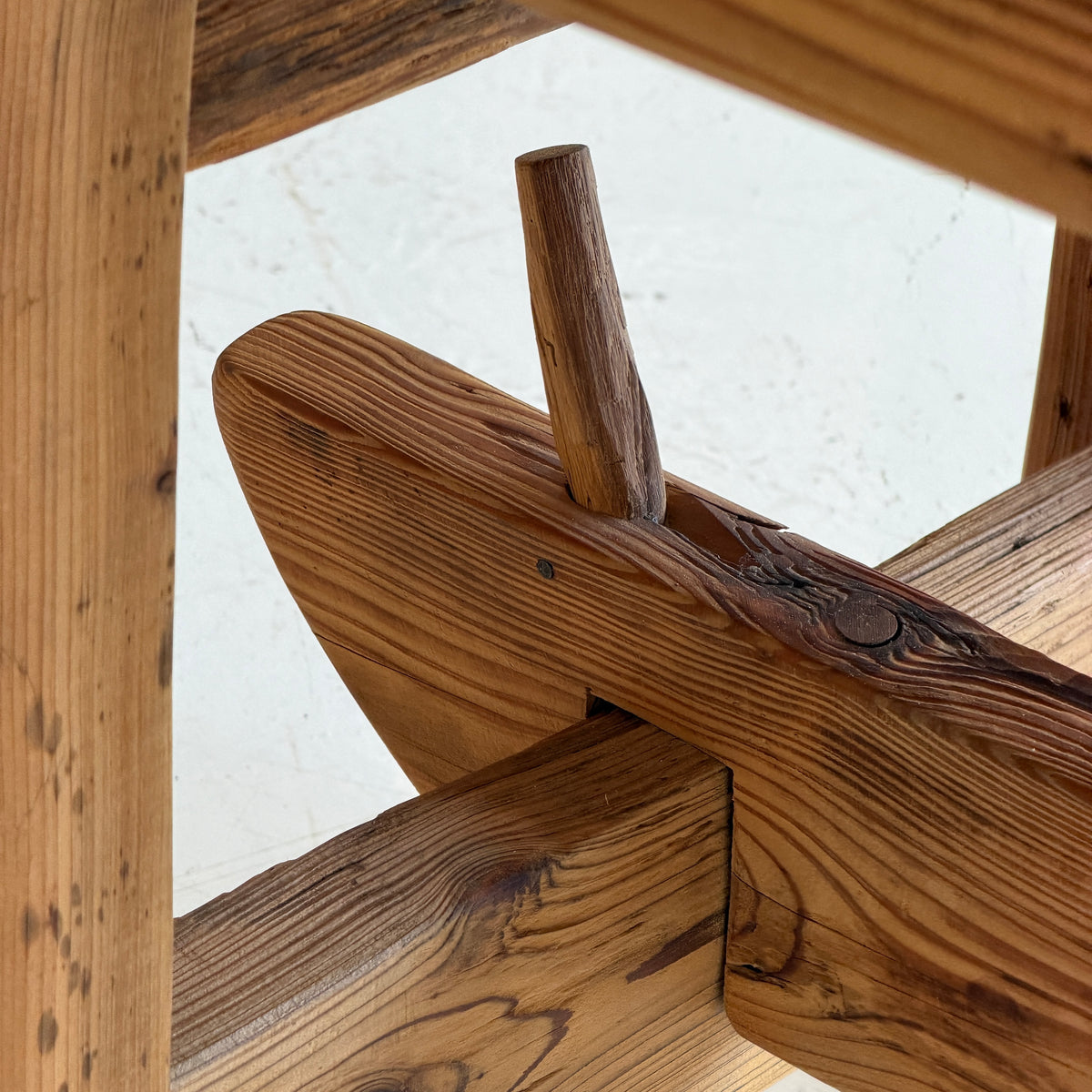 Belgian Brutalist Pine Dining Table