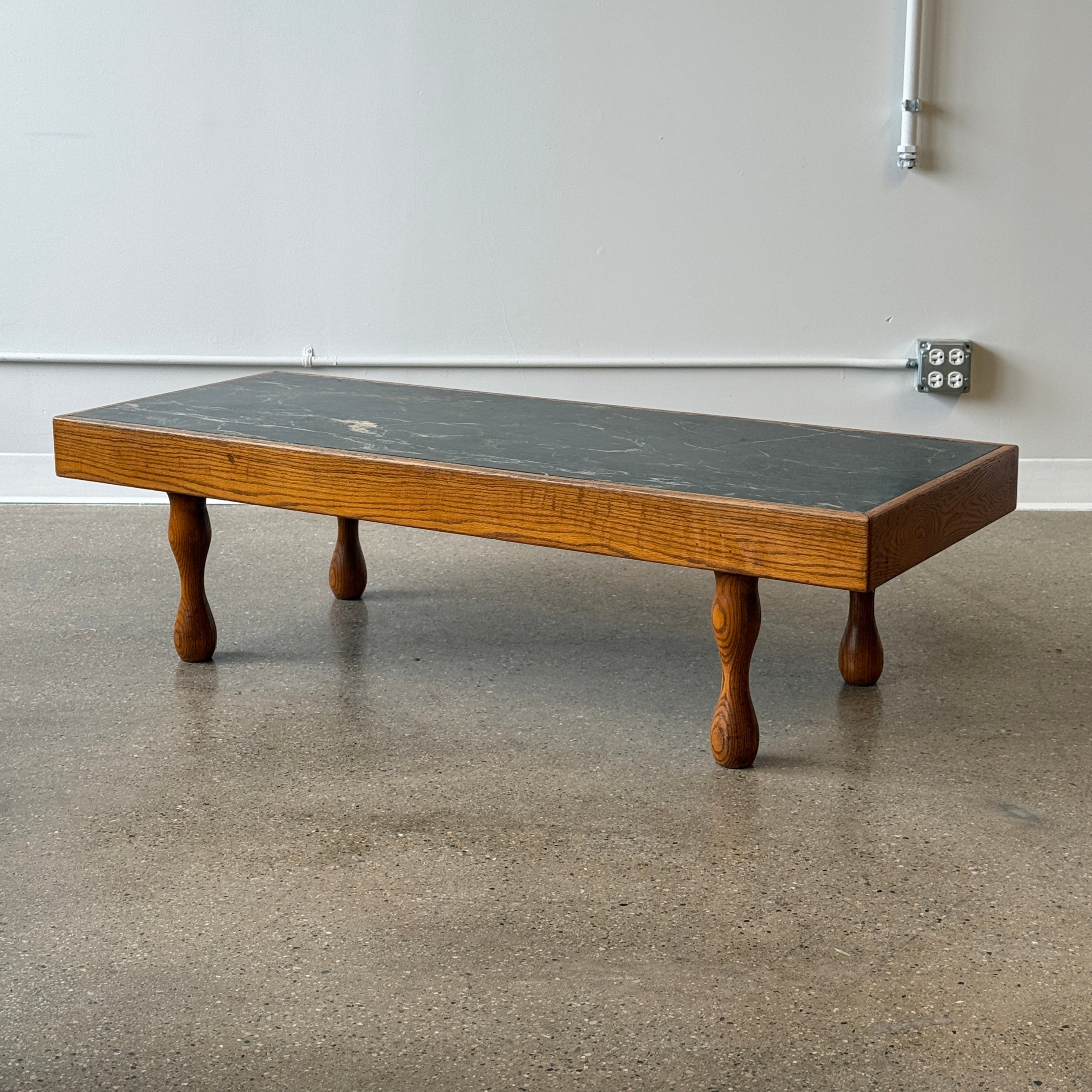 Green Marble Oak Coffee Table