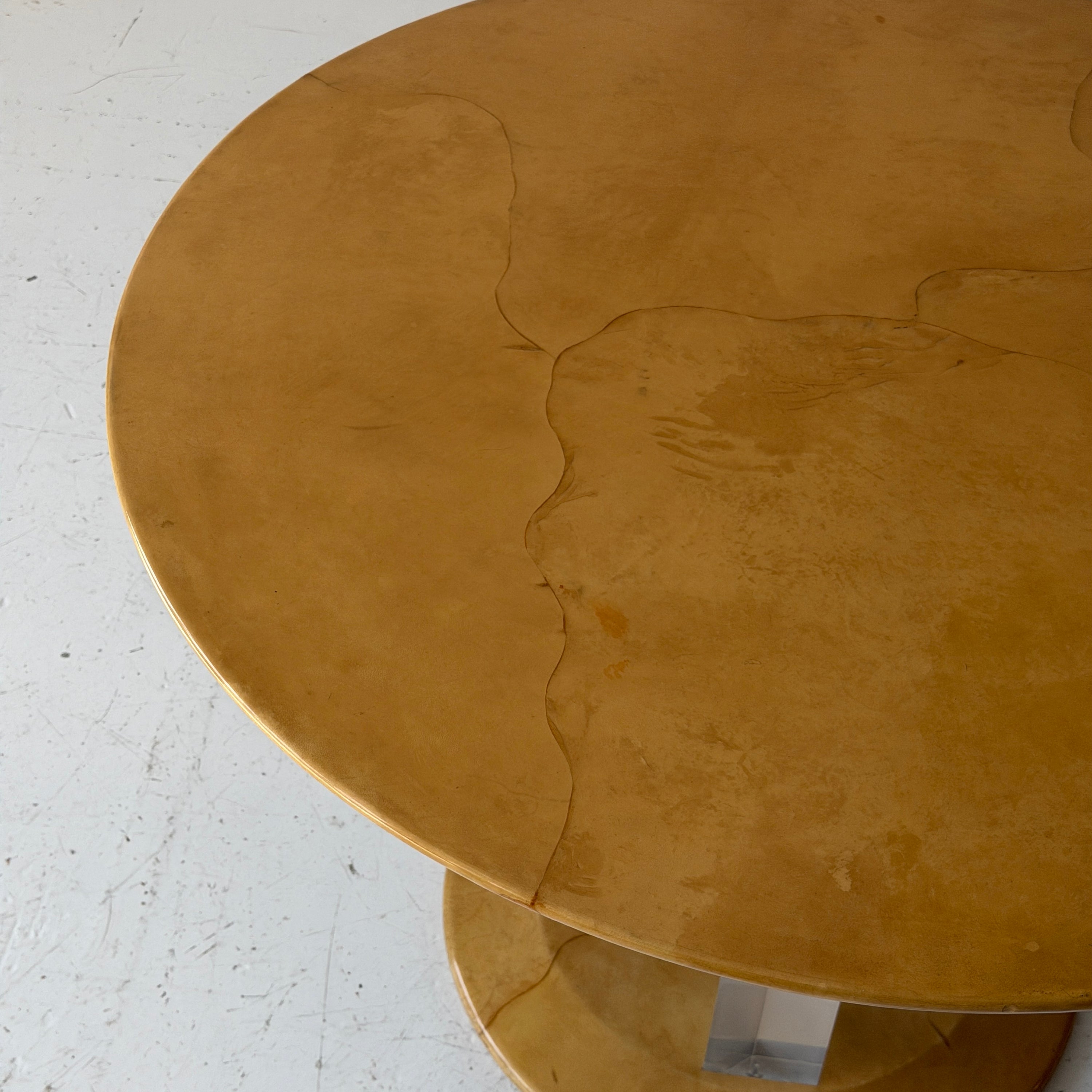 Goatskin + Lucite Circle Dining Table