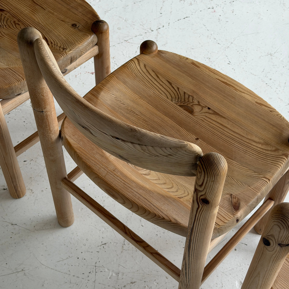 Pine Brutalist Dining Chairs by Rainier Daumillier