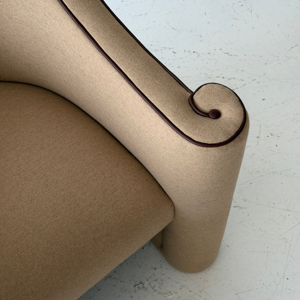Asymmetrical Scroll Arm Lounge Chairs