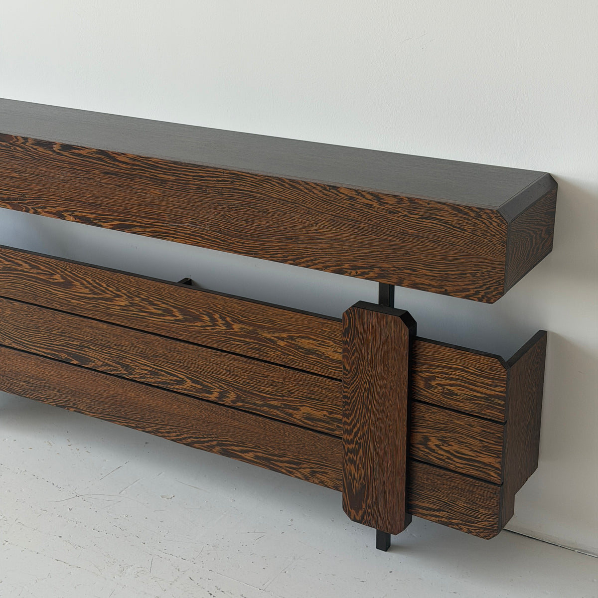 Belgian Wenge Wood Brutalist Console Table