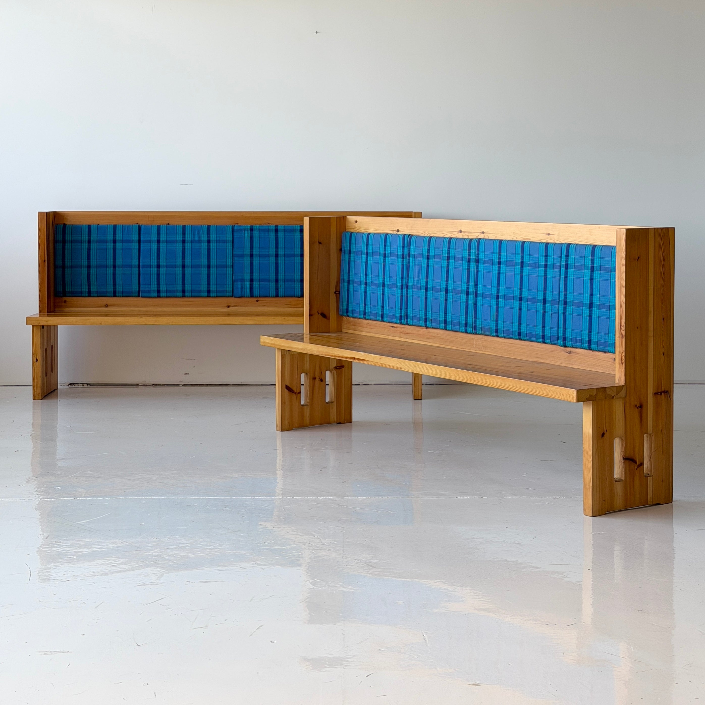Swedish Pine Upholstered Banquette Benches