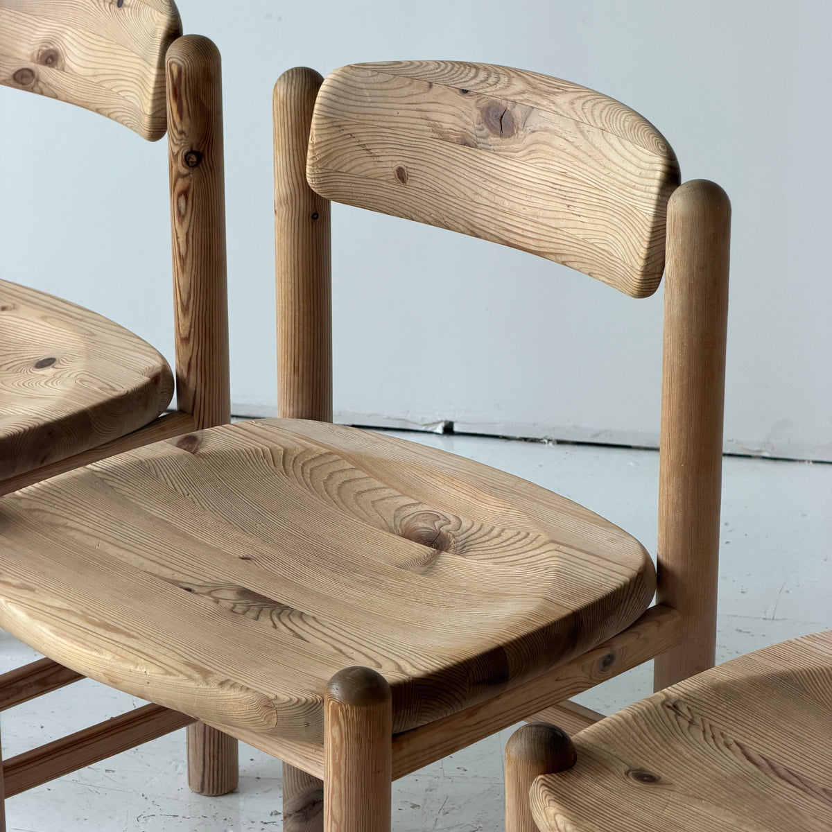 Pine Brutalist Dining Chairs by Rainier Daumillier