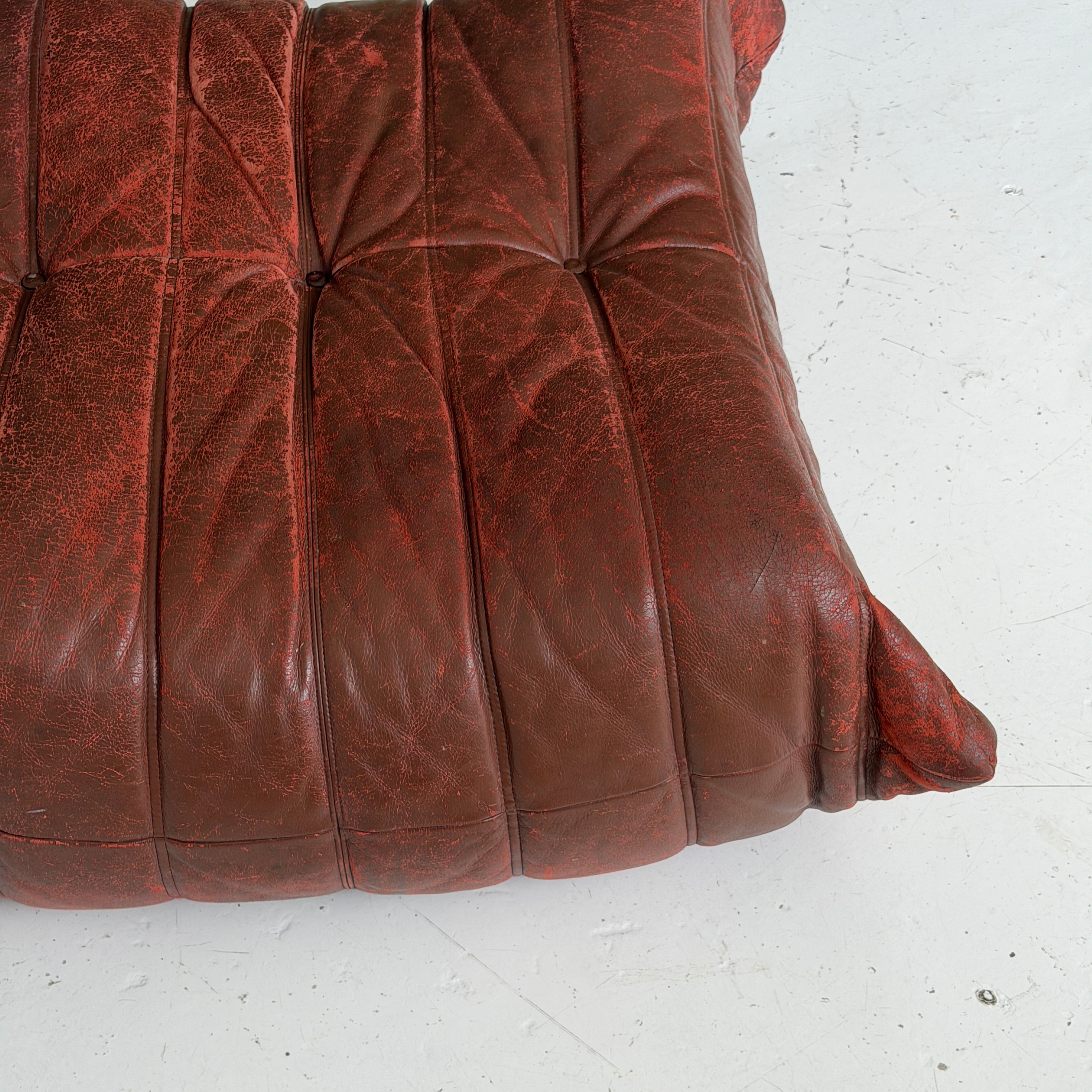 Leather Togo Ottoman by Michel Ducaroy for Ligne Roset