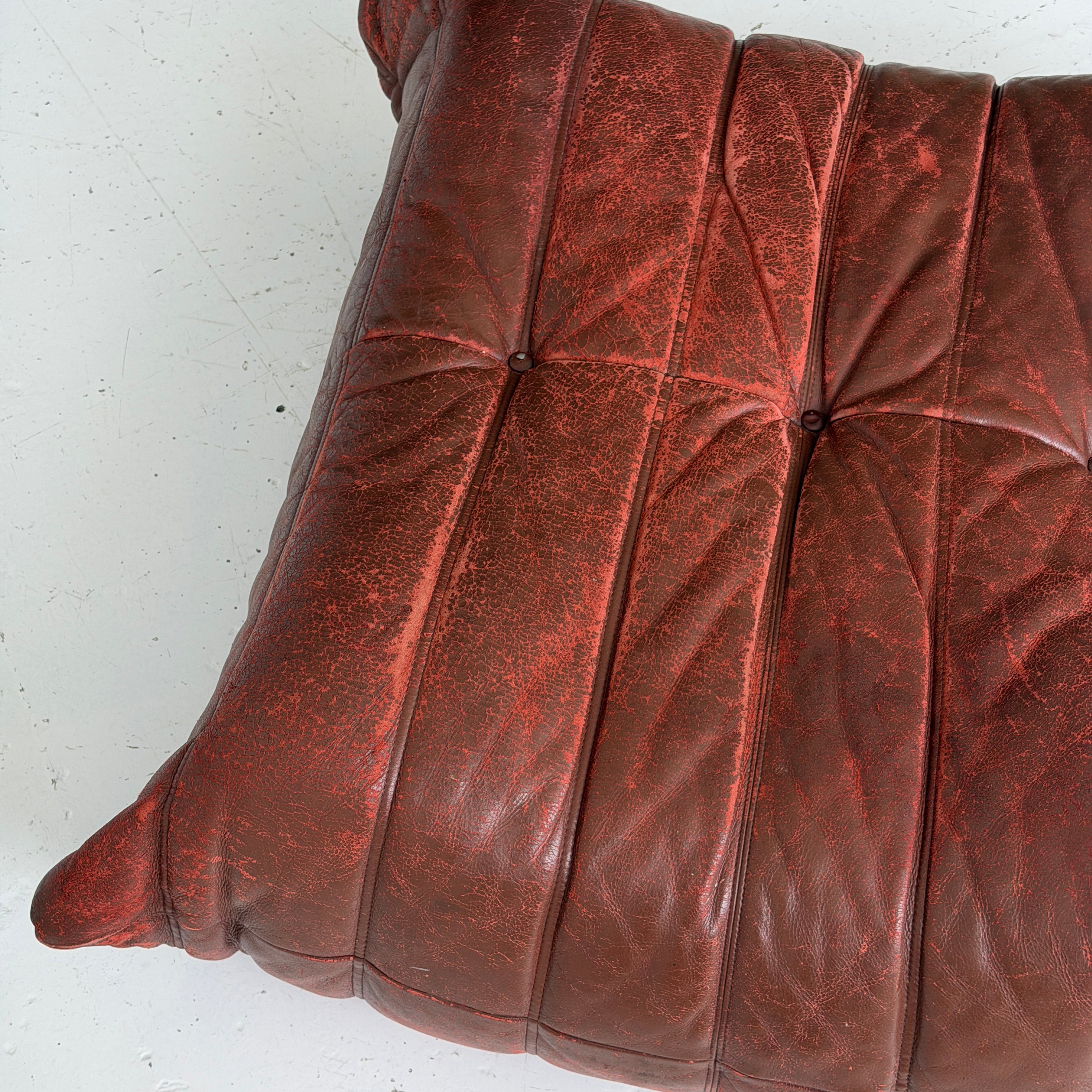 Leather Togo Ottoman by Michel Ducaroy for Ligne Roset