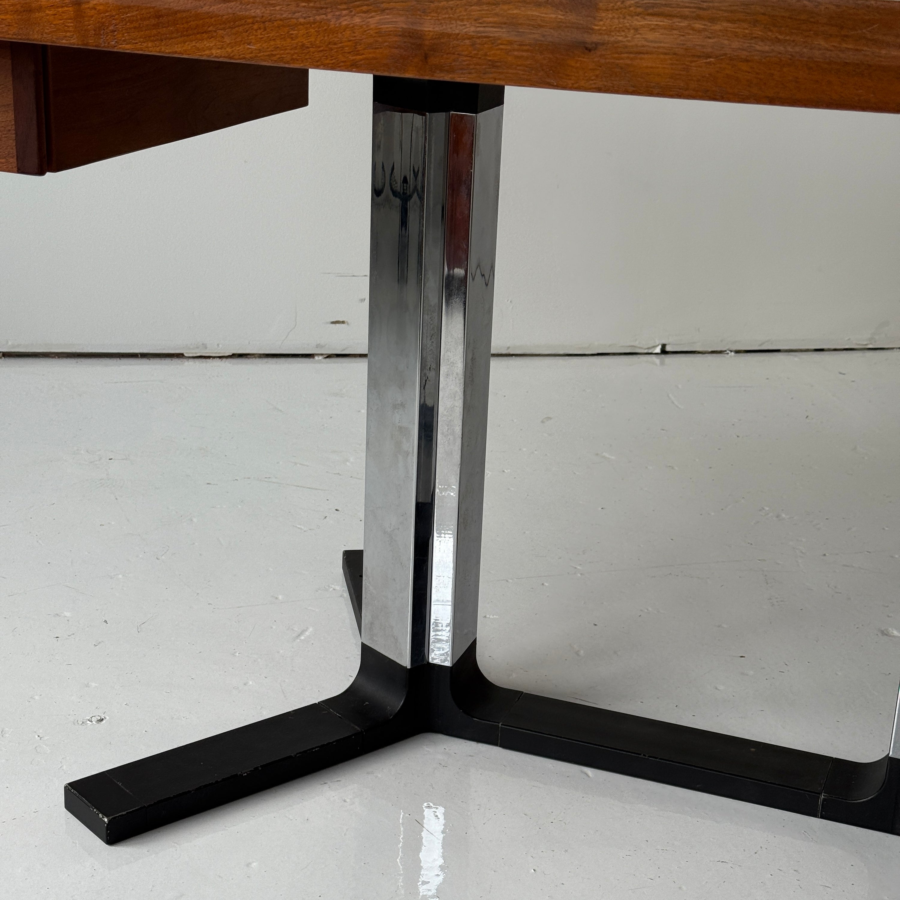 Monumental Walnut/Chrome Executive Desk