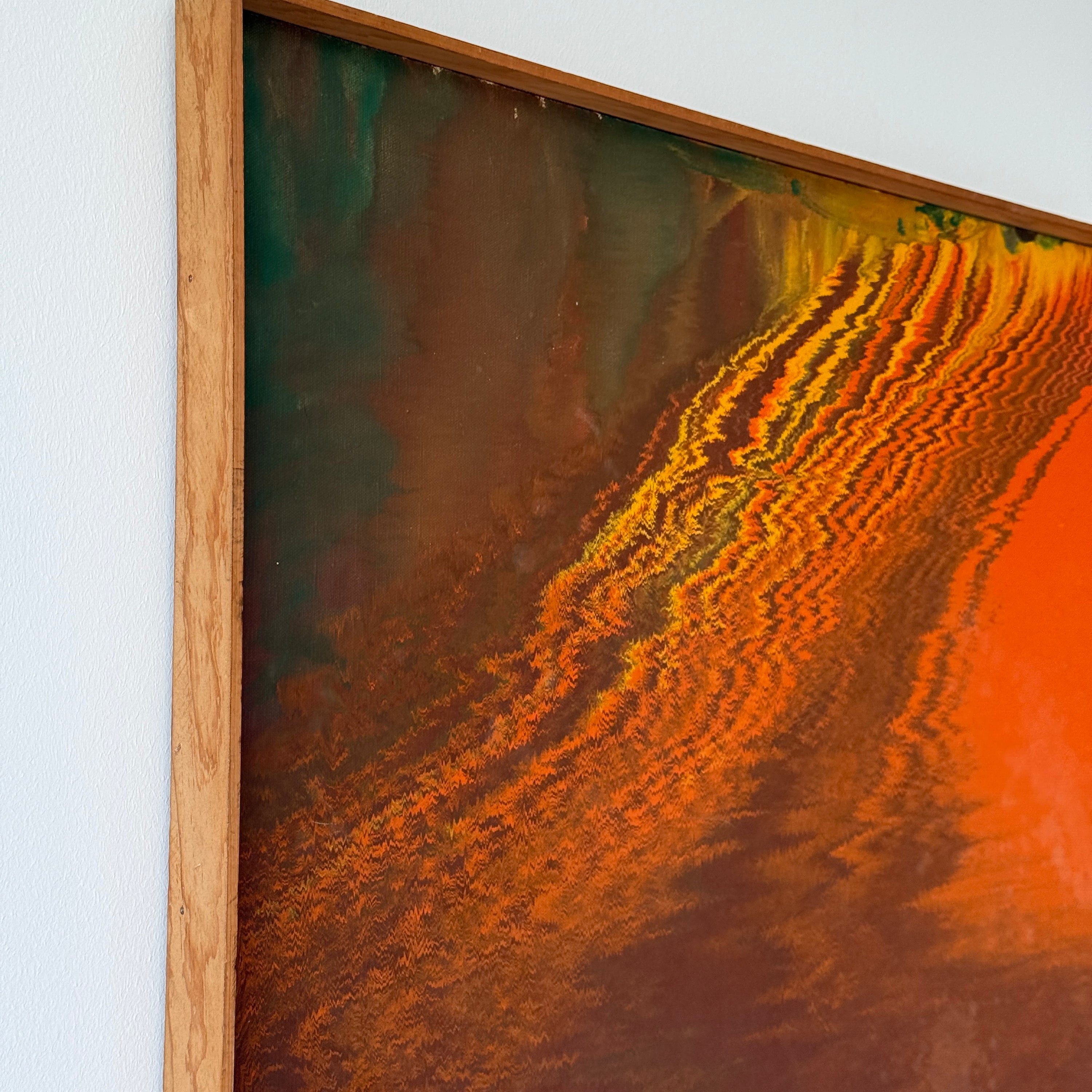 Modernist Framed Abstract Acrylic on Canvas Painting