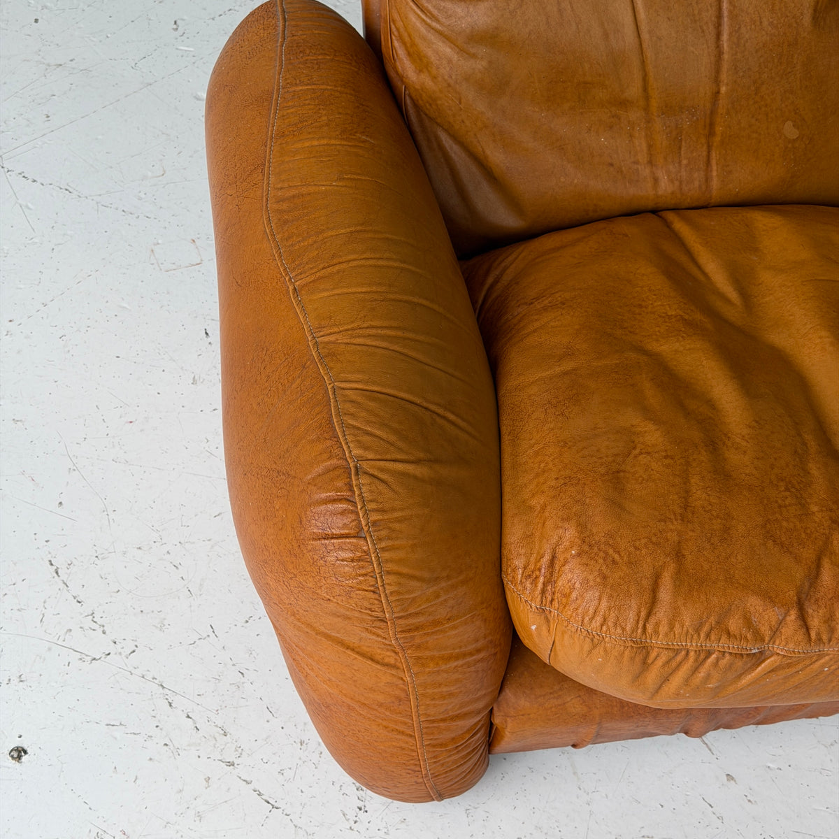 Overstuffed Italian Leather Sofa