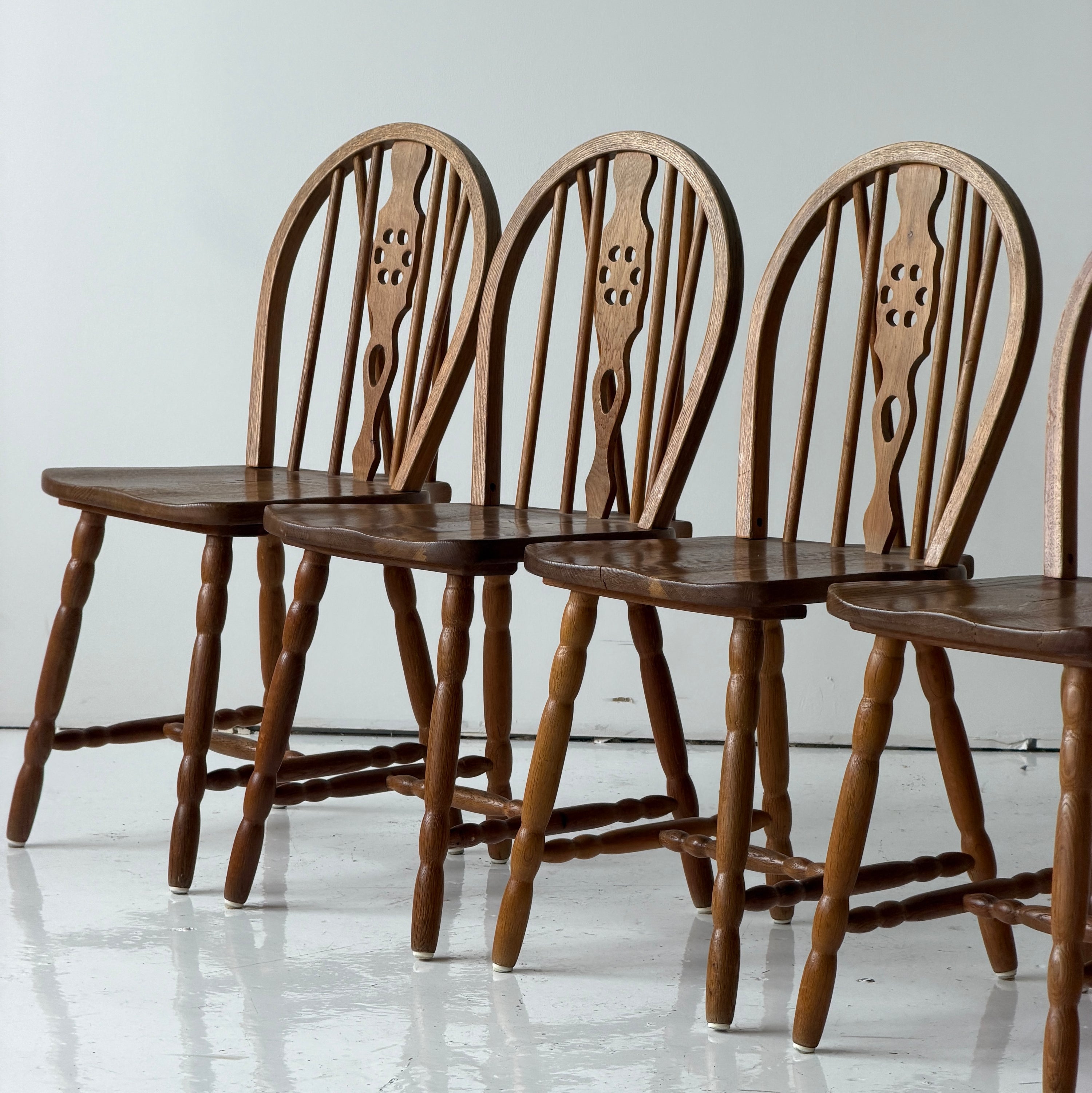 Scandinavian Oak Spindle Back Dining Chairs