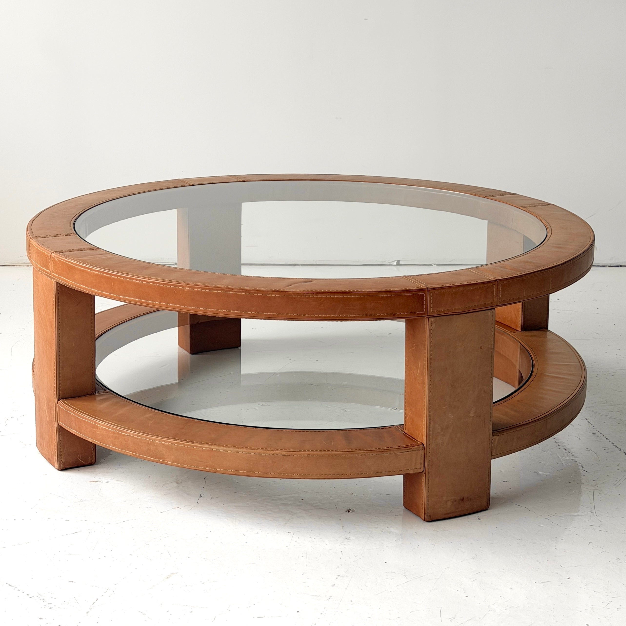 Belgian Leather Circular Coffee Table