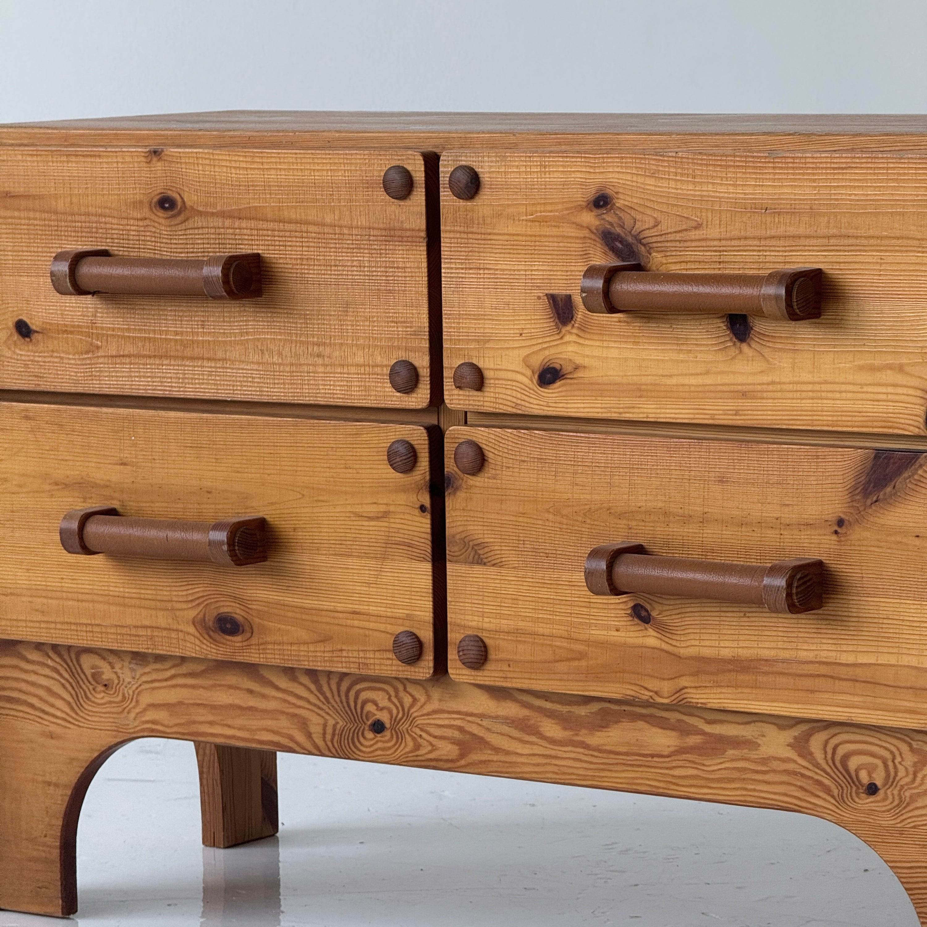 Swedish Pine Dresser w/ Leather Pulls