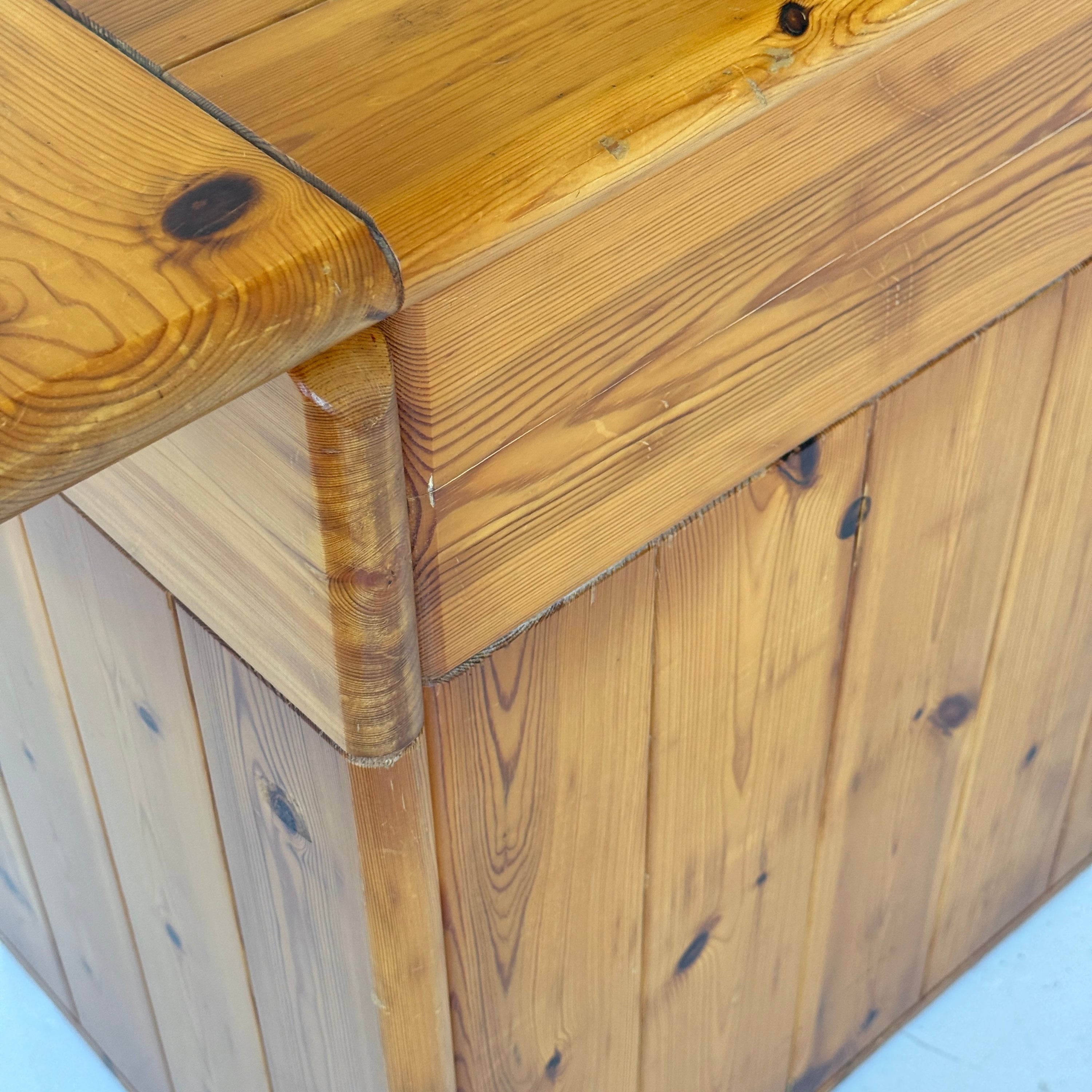 Italian Brutalist Pine Credenza by Silvio Coppola
