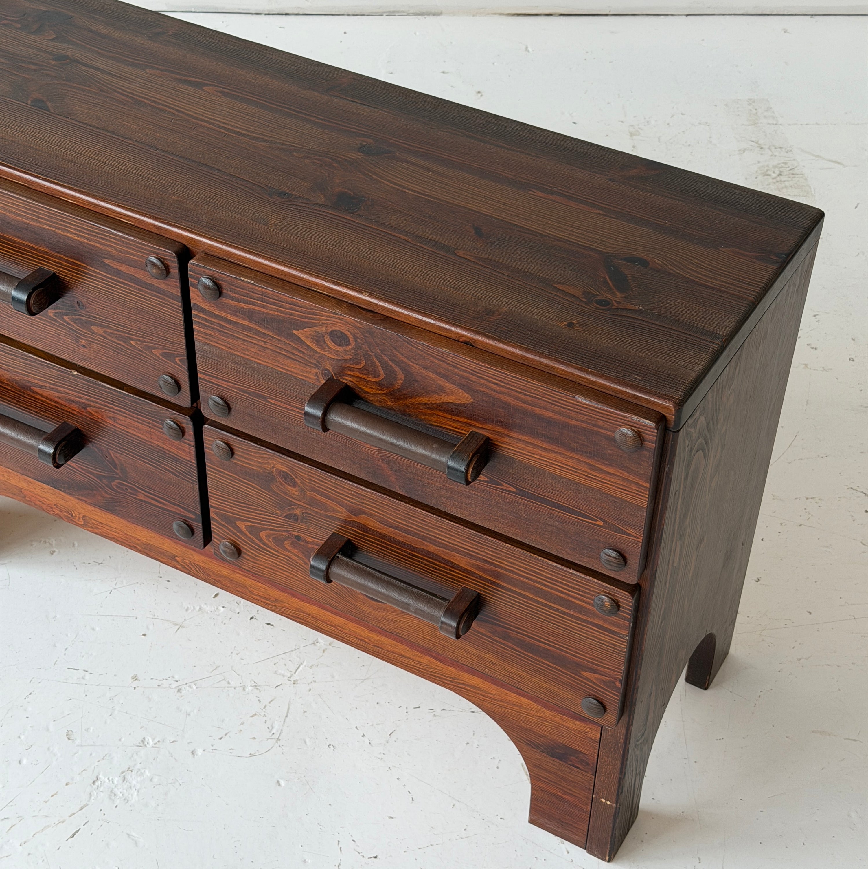 Swedish Pine Modular Credenza w/ Leather Pulls
