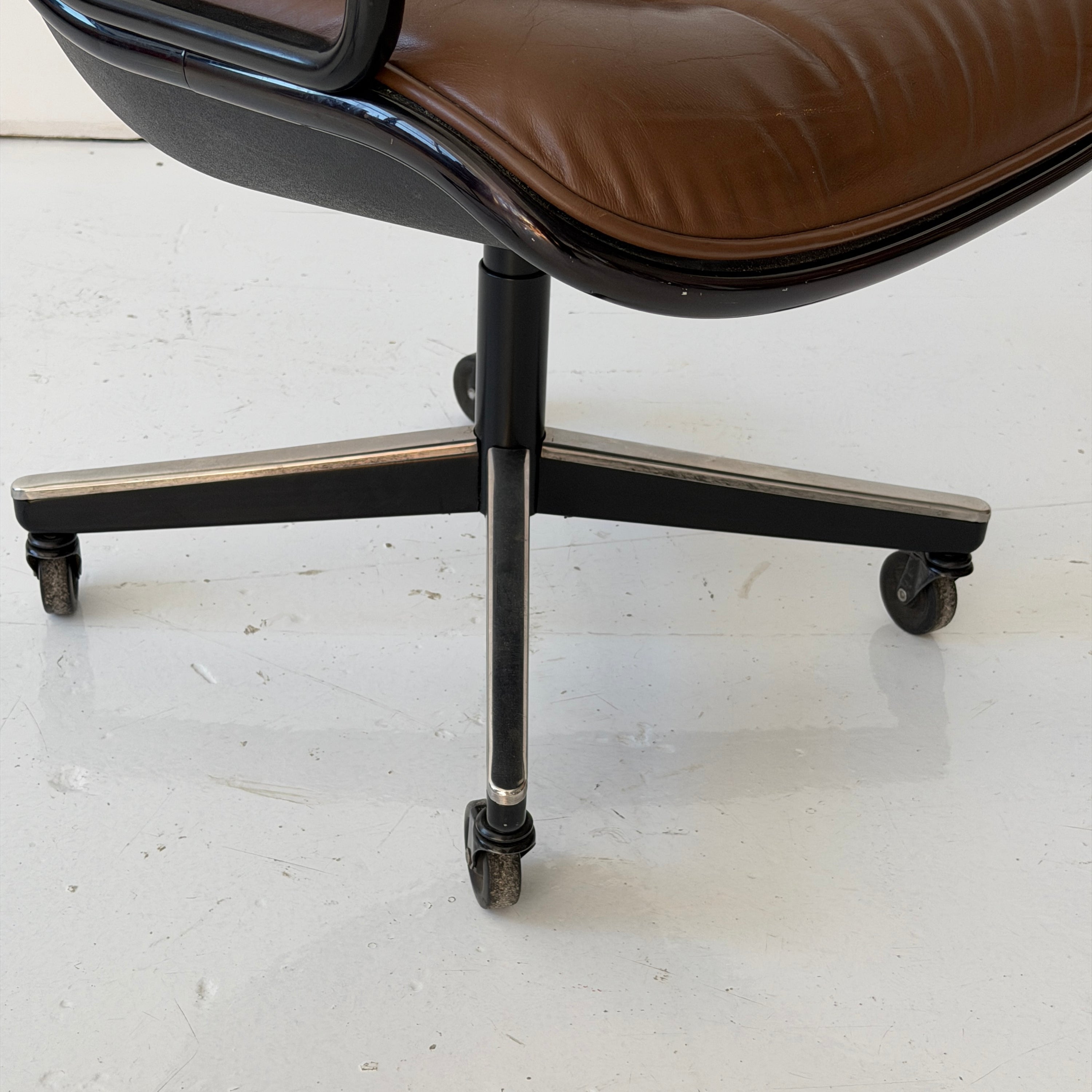Brown Leather Pollock Desk Chair by Charles Pollock for Knoll