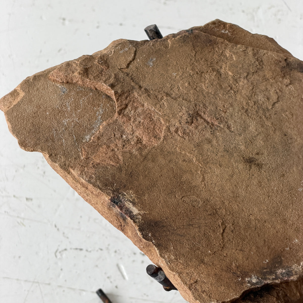 Studio Made Brutalist Metal + Stone Side Table