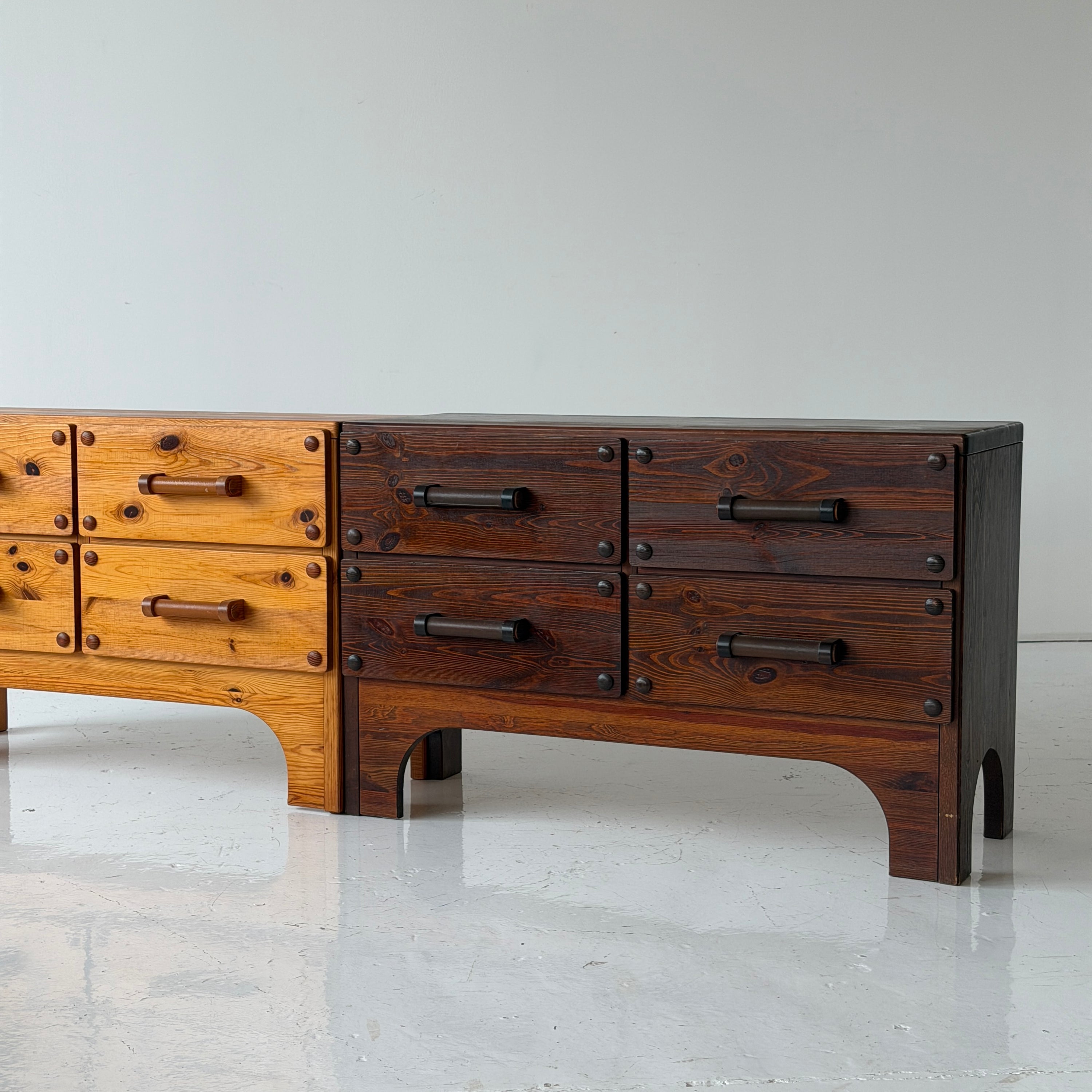 Swedish Pine Modular Credenza w/ Leather Pulls