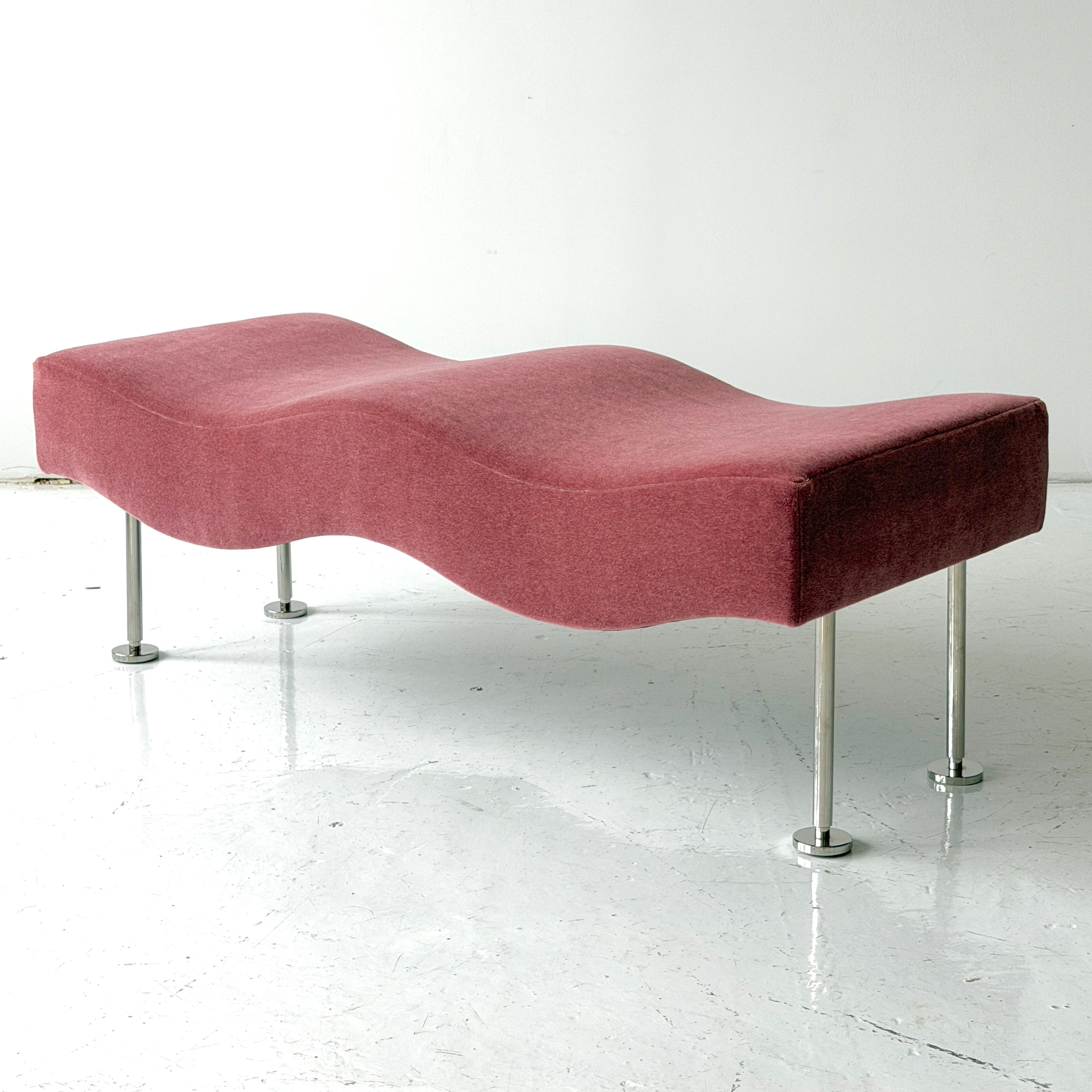Undulatus Wave Bench by Stanley Jay Friedman for Brueton in Mohair