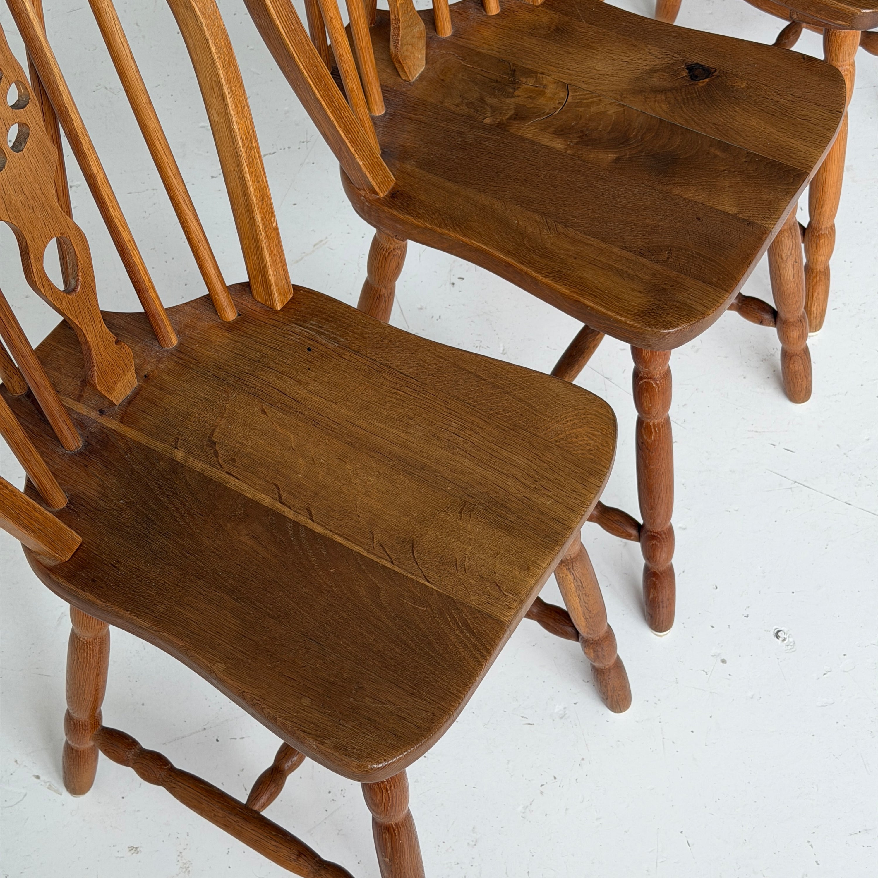 Scandinavian Oak Spindle Back Dining Chairs