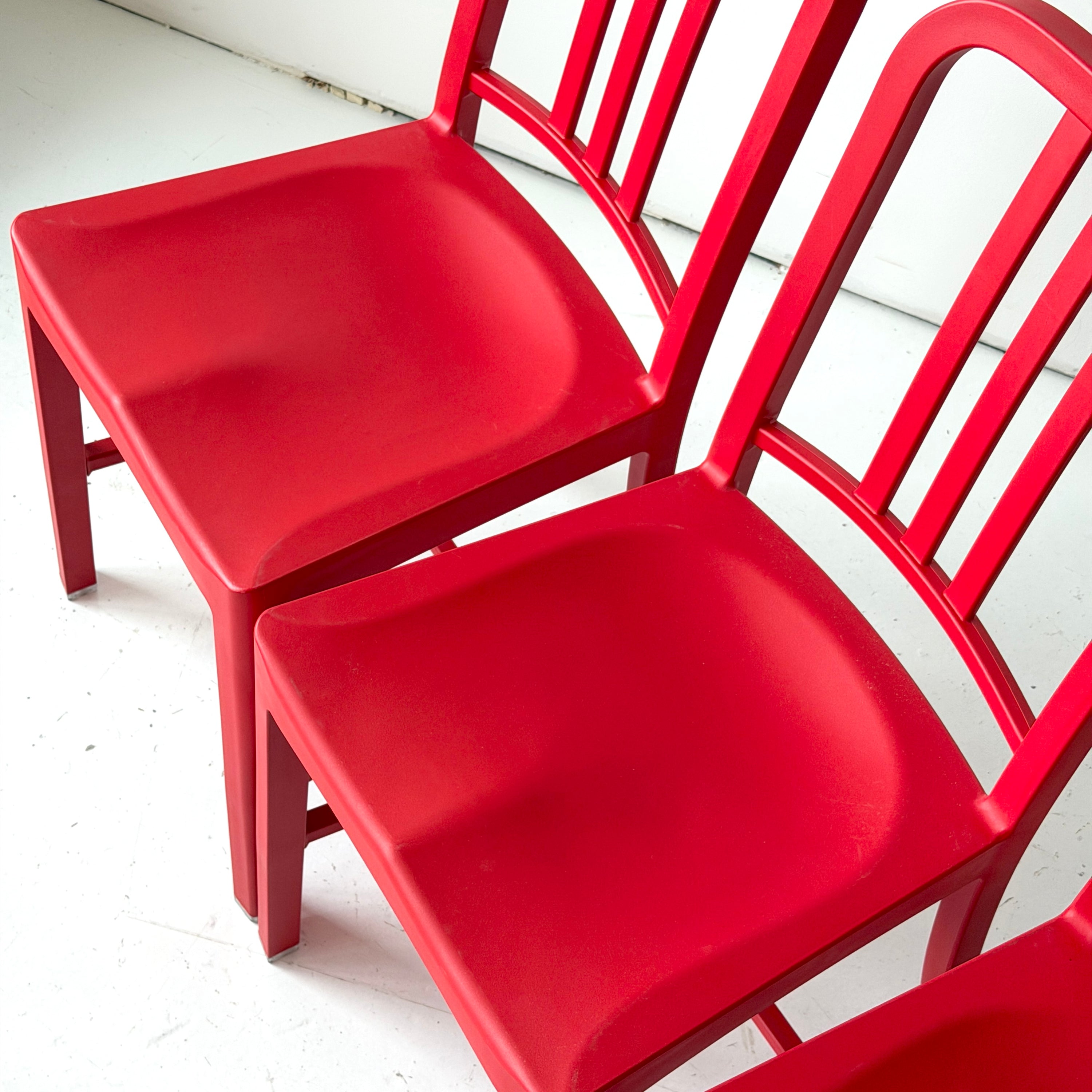 Red 1006 Plastic Navy Chairs by Emeco