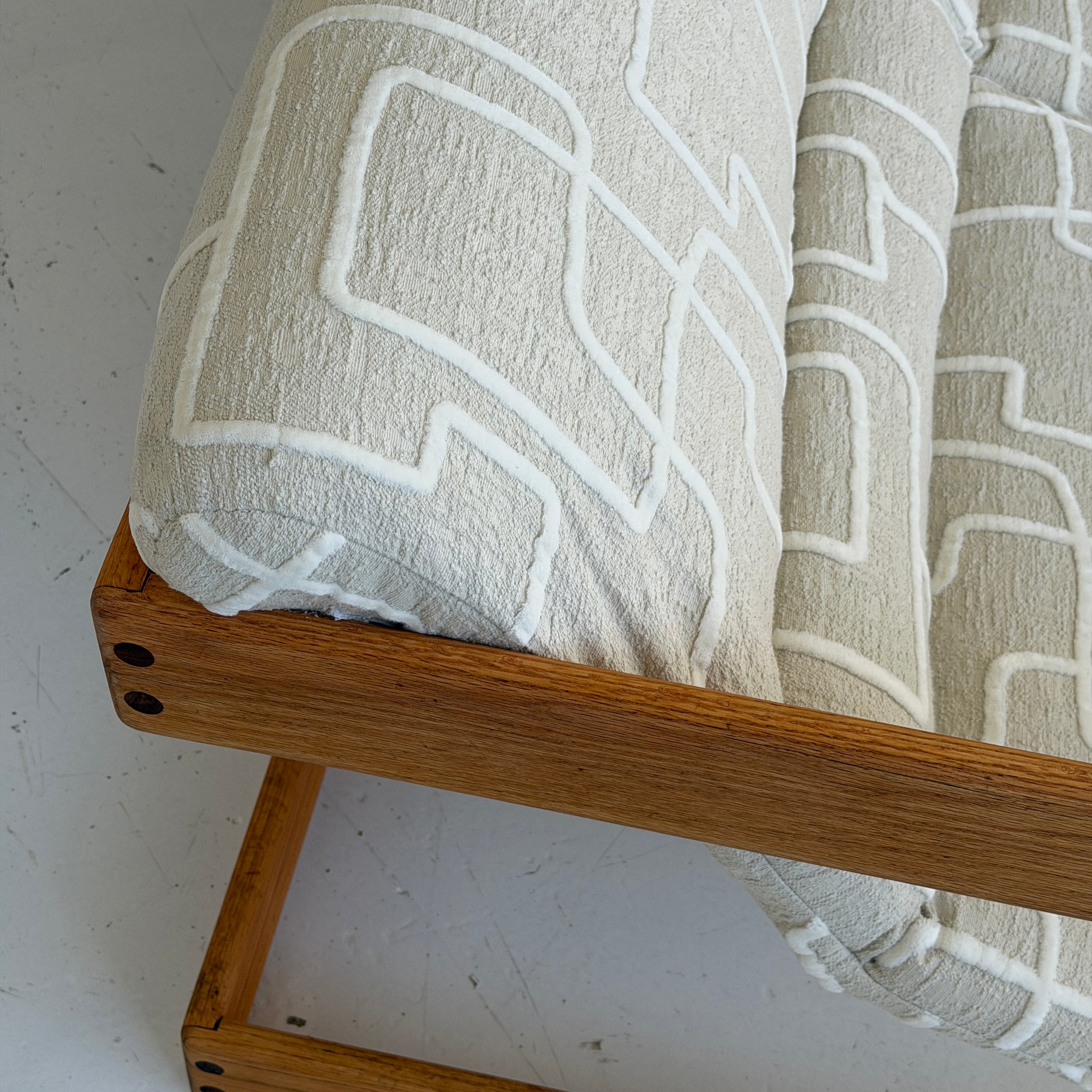 Brutalist Oak Settee by Lou Hodges