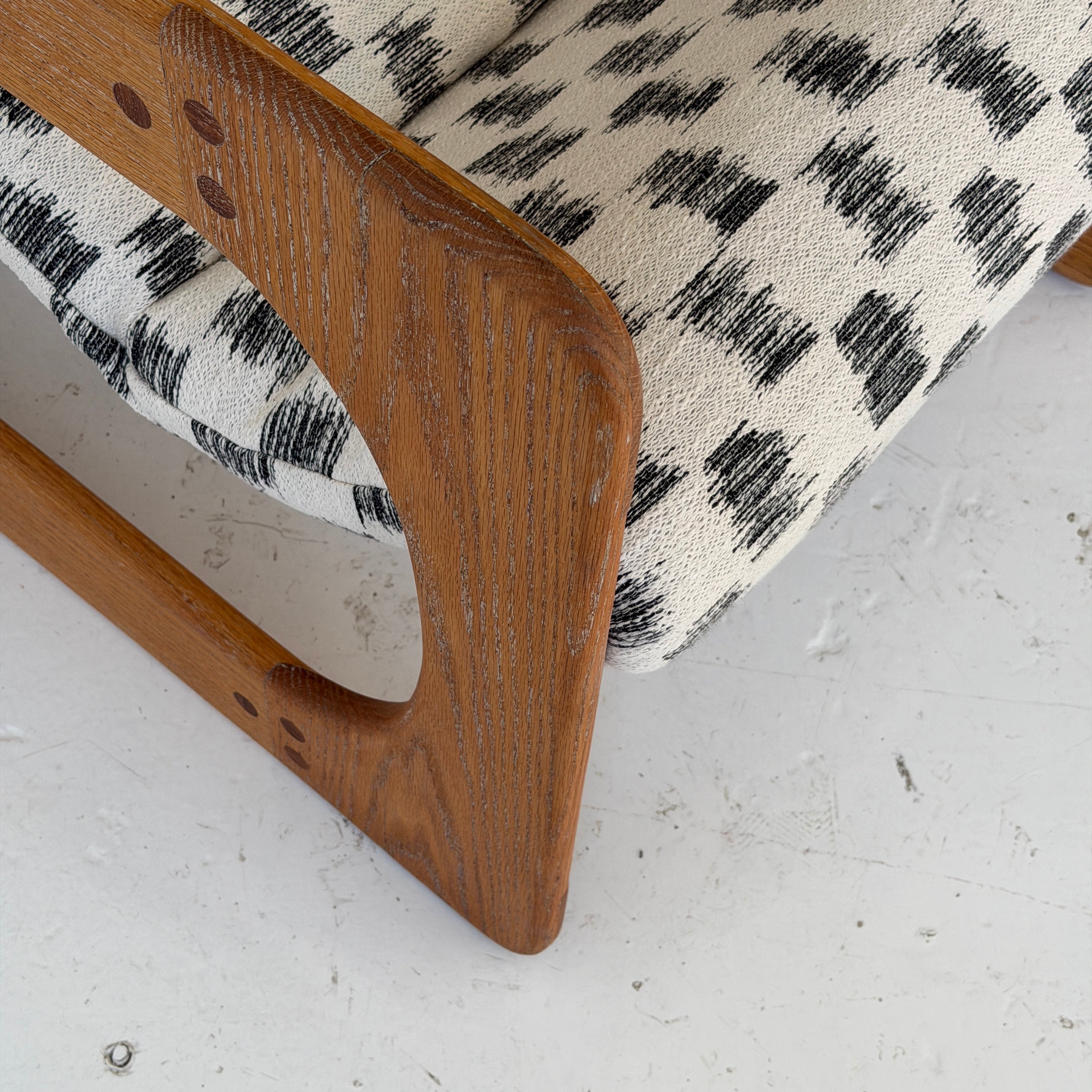 Brutalist Oak Lounge Chair by Lou Hodges