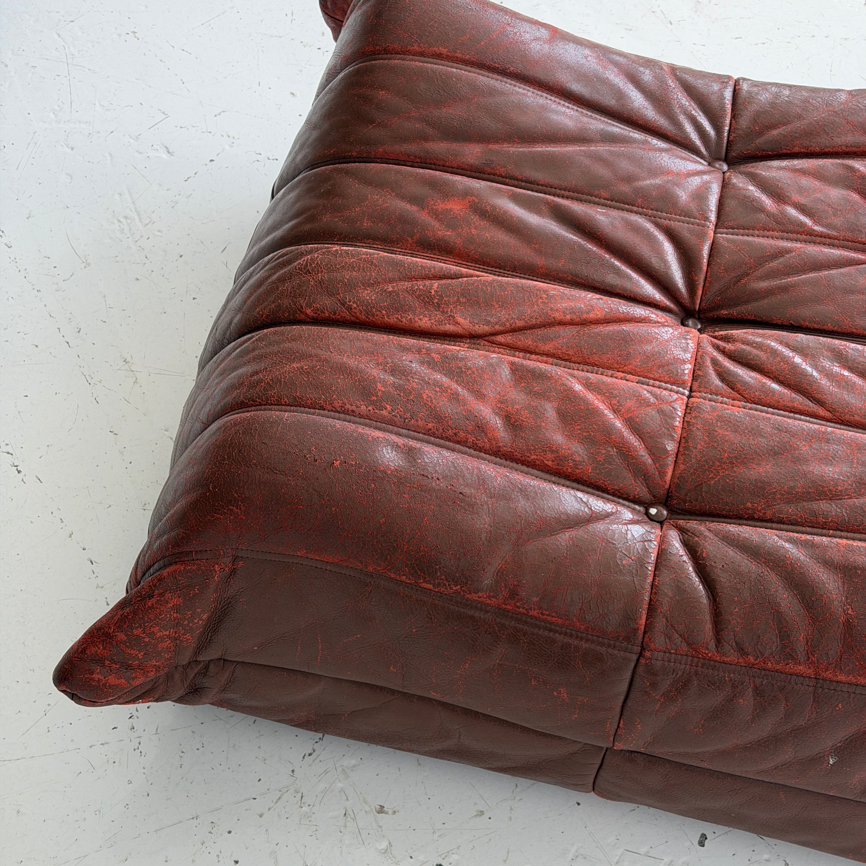 Leather Togo Ottoman by Michel Ducaroy for Ligne Roset