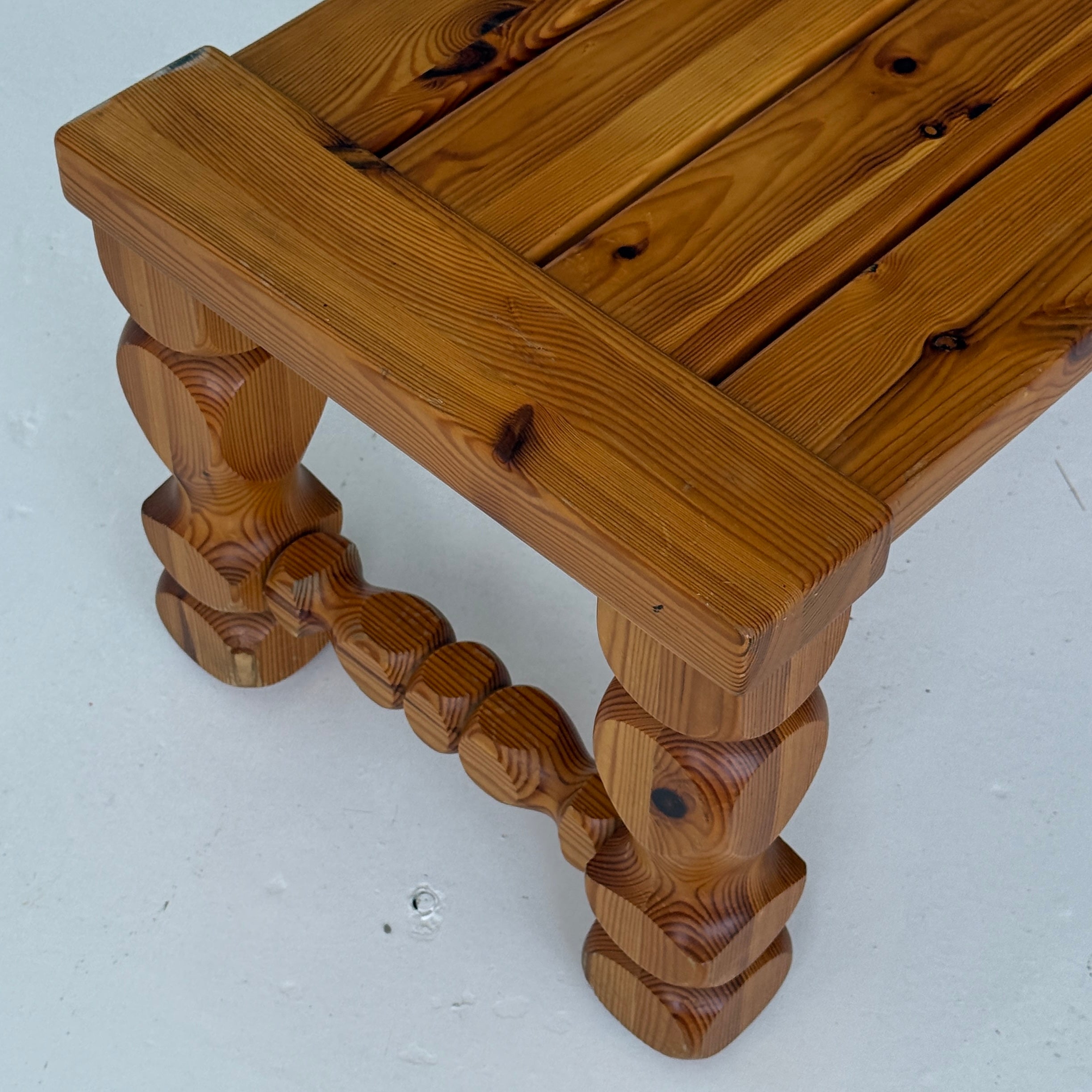 Brutalist Carved Pine Table/Bench by Glas Master Markaryd